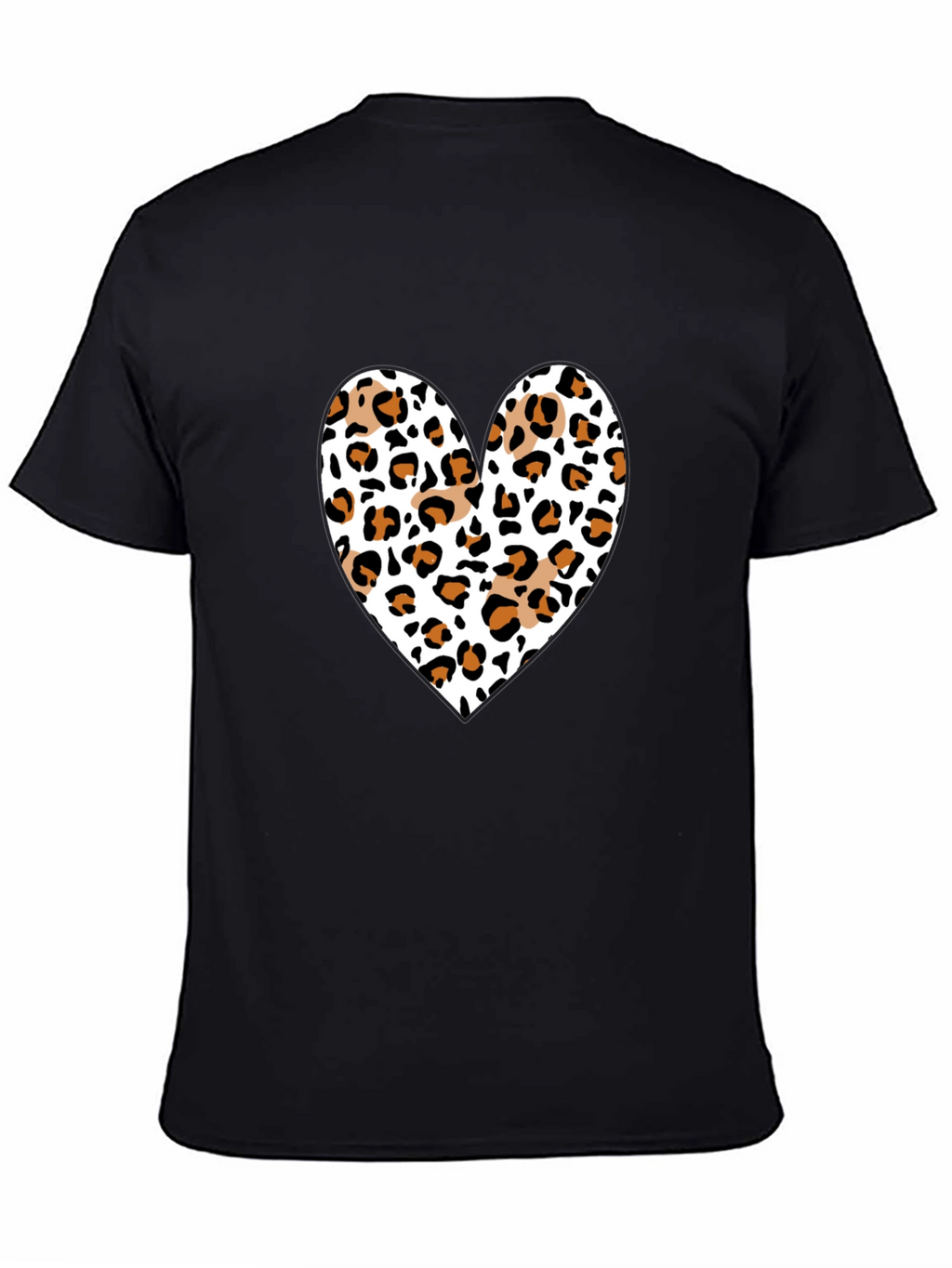 Leopard Print Heart Black Tee