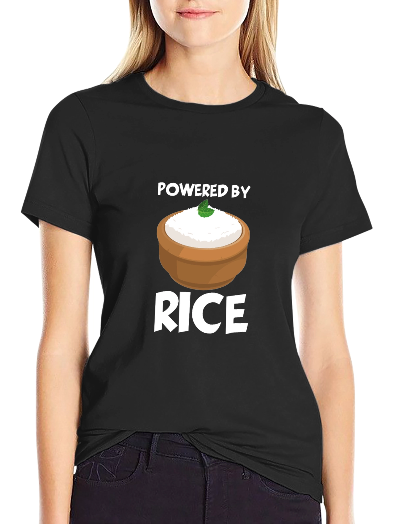 Powered by Rice T-Shirt - Funny Foodie Tee