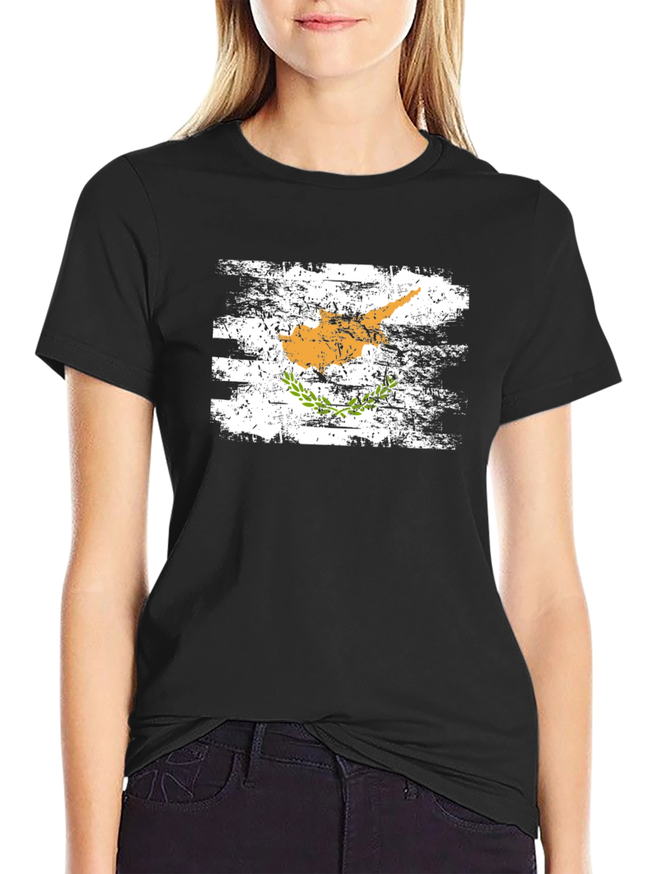 Cyprus Flag T-Shirt - Distressed Style Black Tee