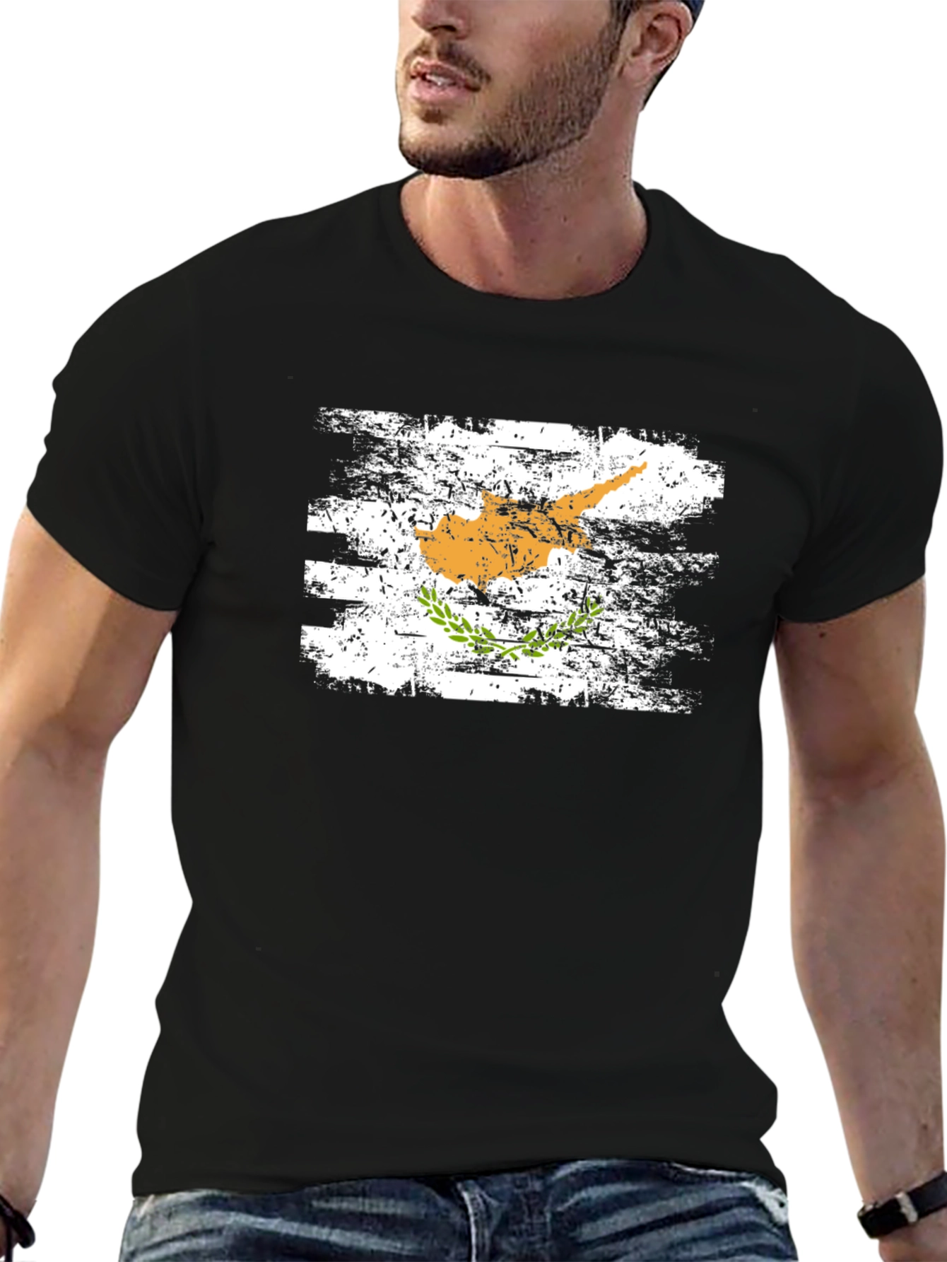 Cyprus Flag T-Shirt - Distressed Style Black Tee