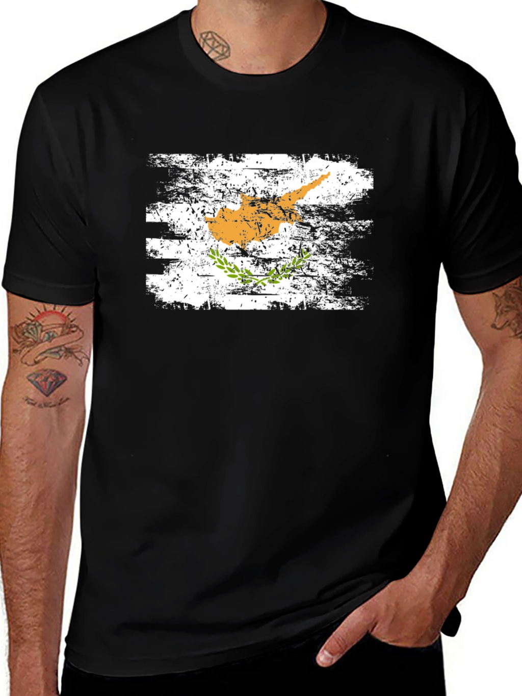 Cyprus Flag T-Shirt - Distressed Style Black Tee