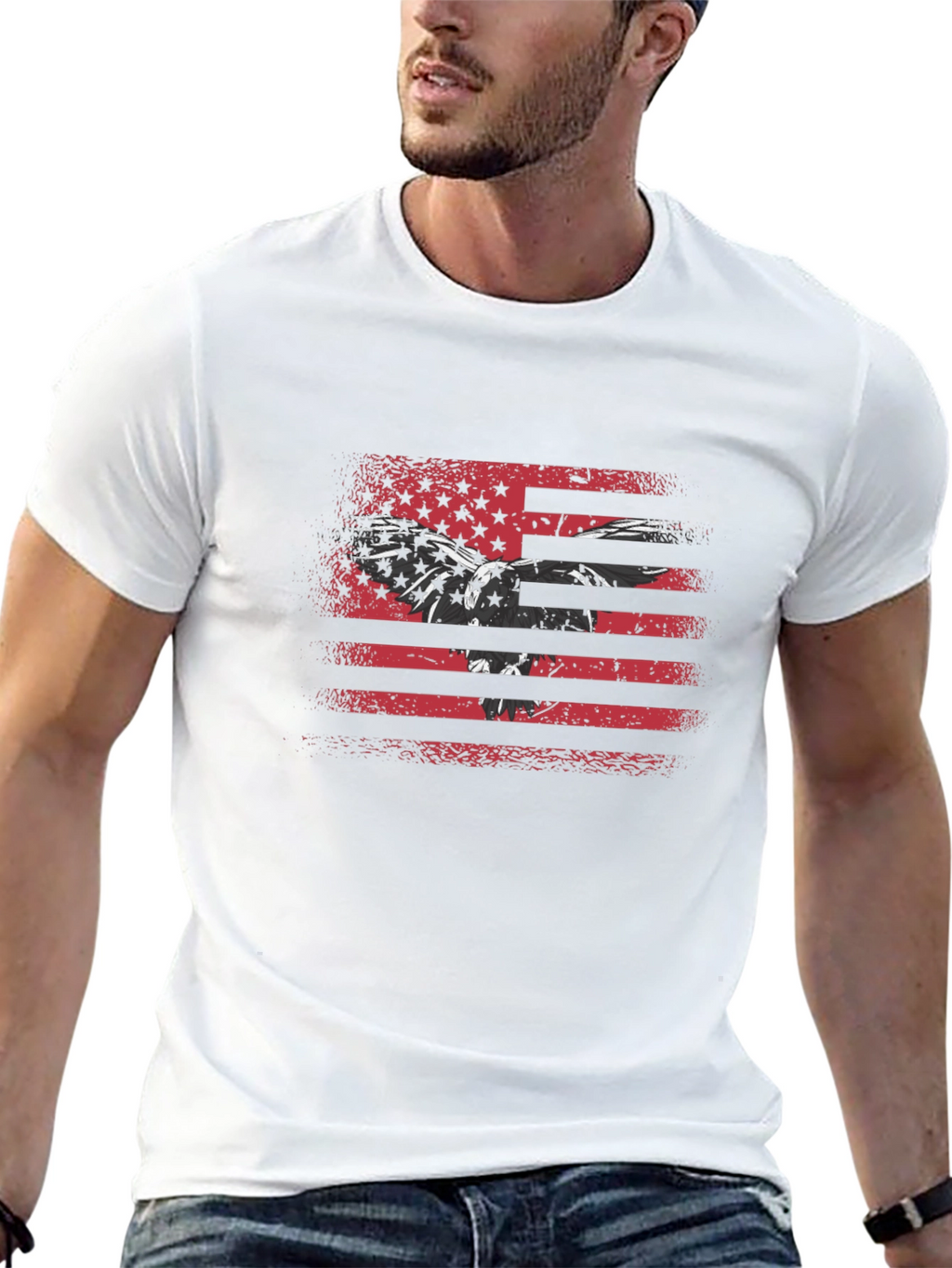 American Flag Eagle Black T-Shirt