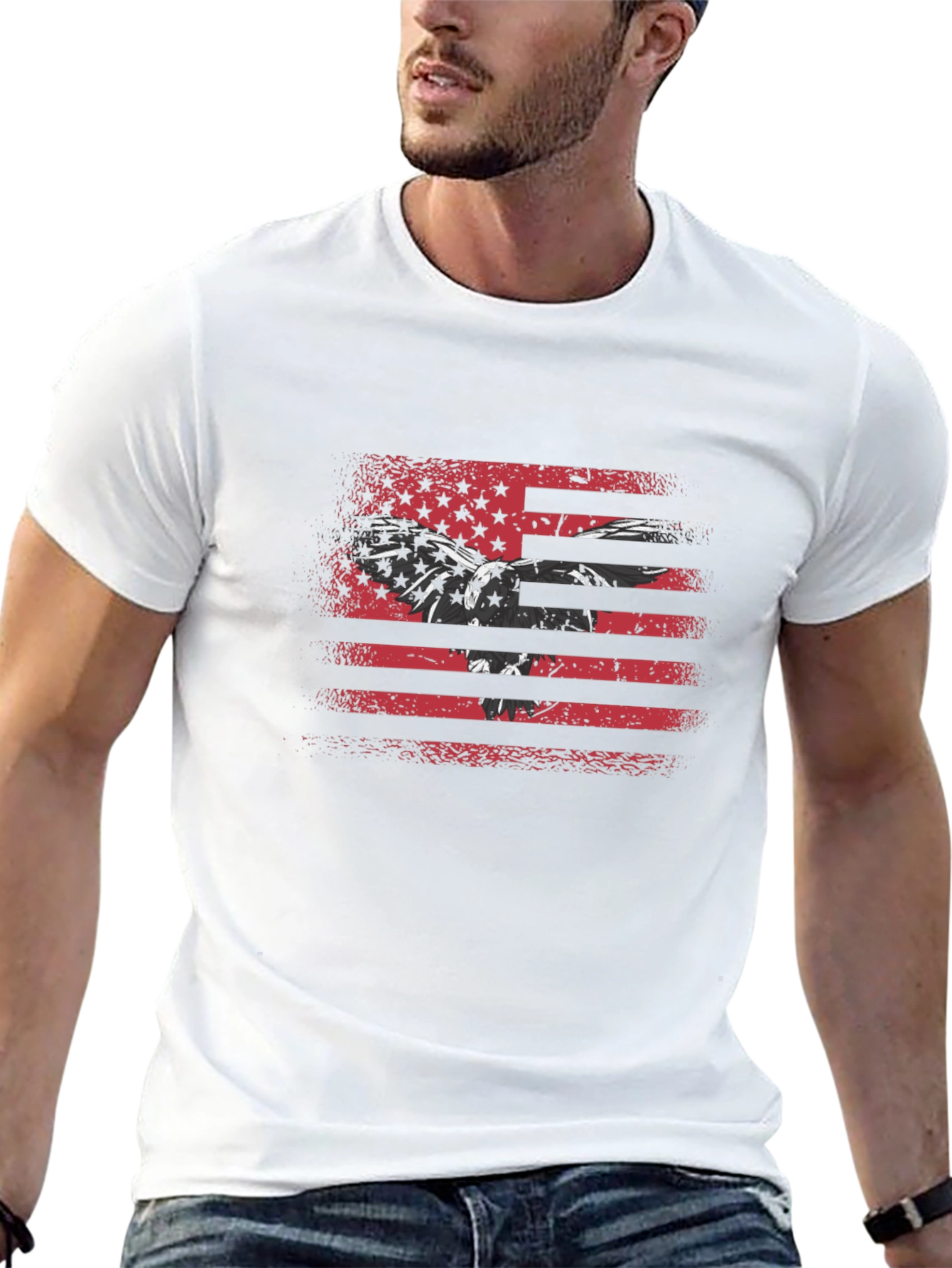 American Flag Eagle Black T-Shirt