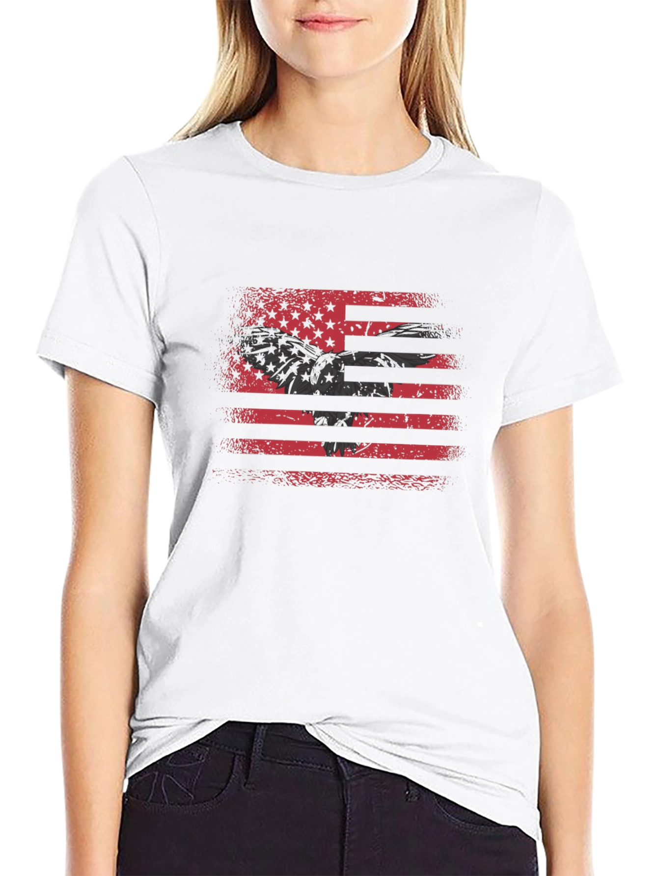 American Flag Eagle Black T-Shirt