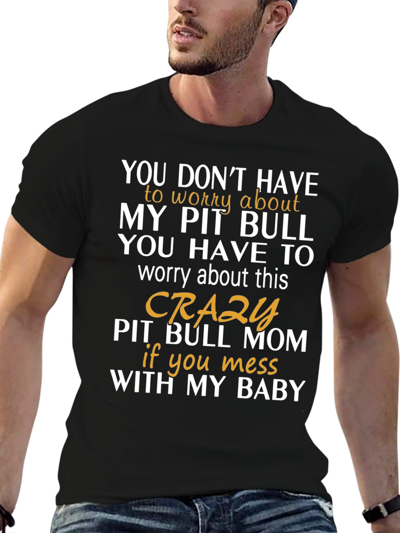Crazy Pit Bull Mom Graphic T-Shirt