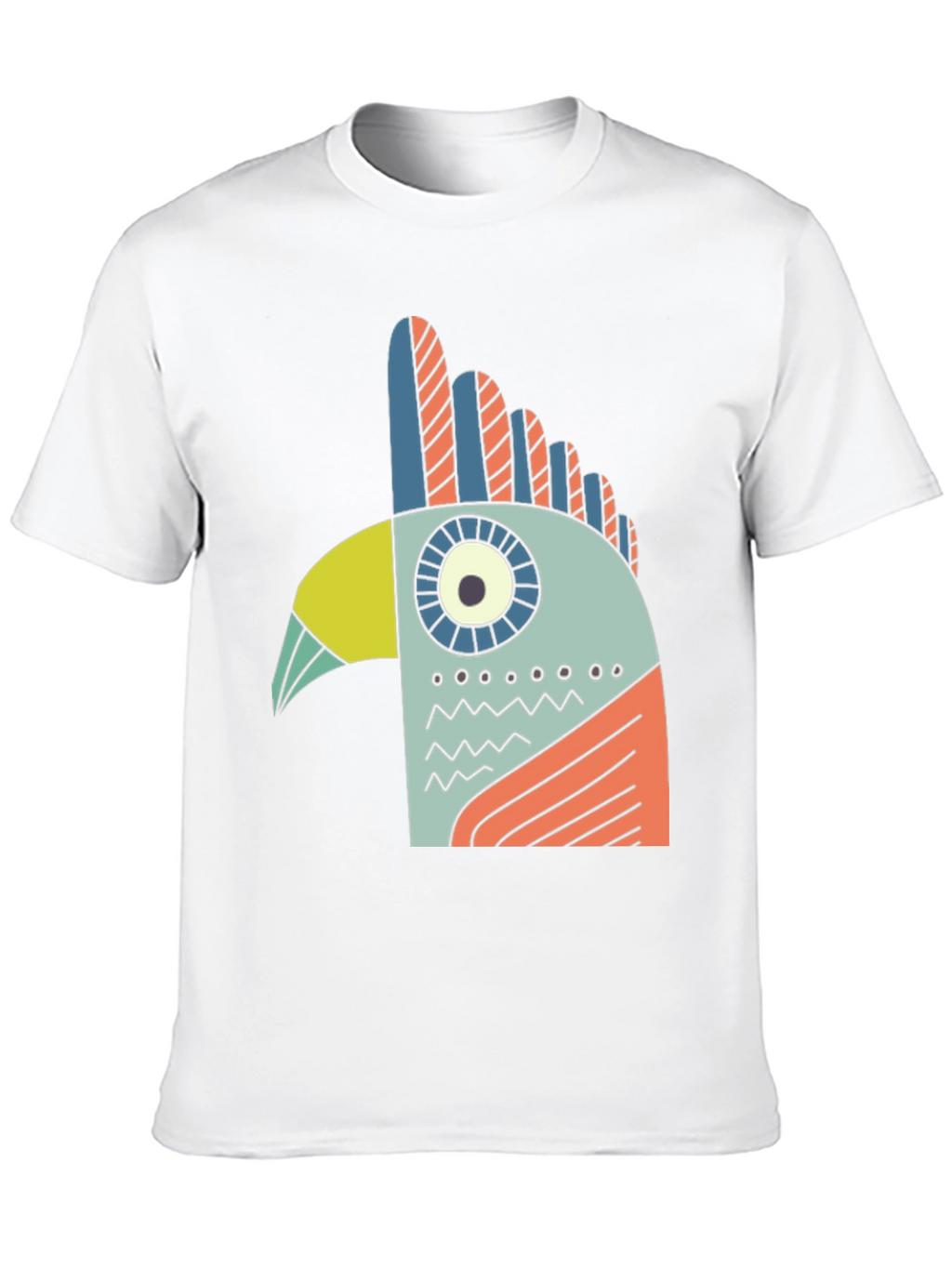 Abstract Bird Graphic Tee - Black Cotton T-Shirt