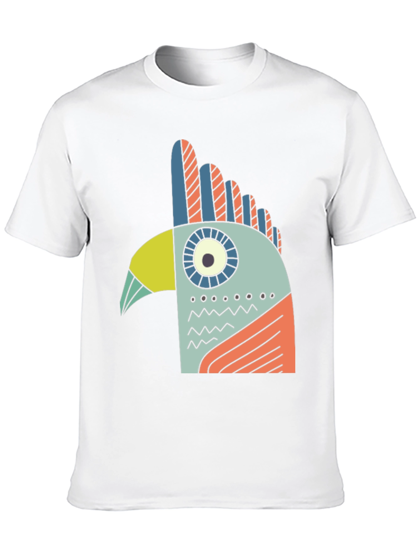 Abstract Bird Graphic Tee - Black Cotton T-Shirt