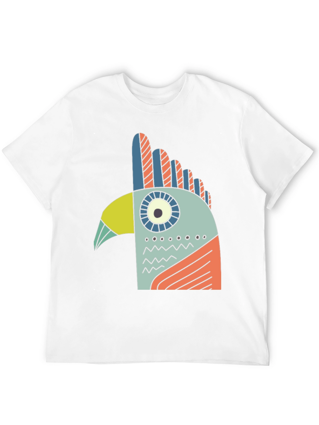 Abstract Bird Graphic Tee - Black Cotton T-Shirt