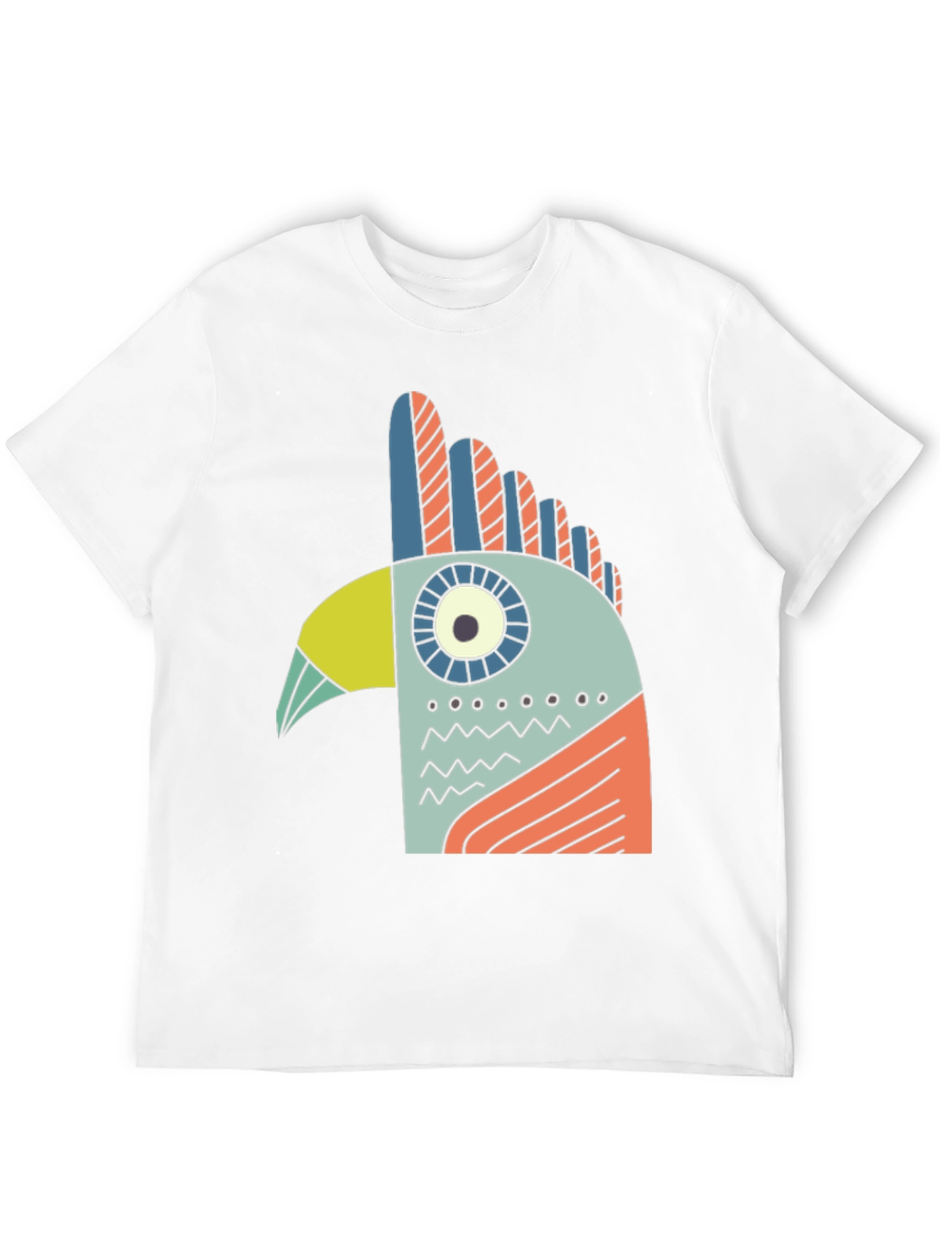 Abstract Bird Graphic Tee - Black Cotton T-Shirt