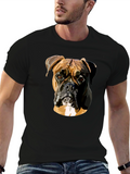 Boxer Dog Graphic Print Black T-Shirt