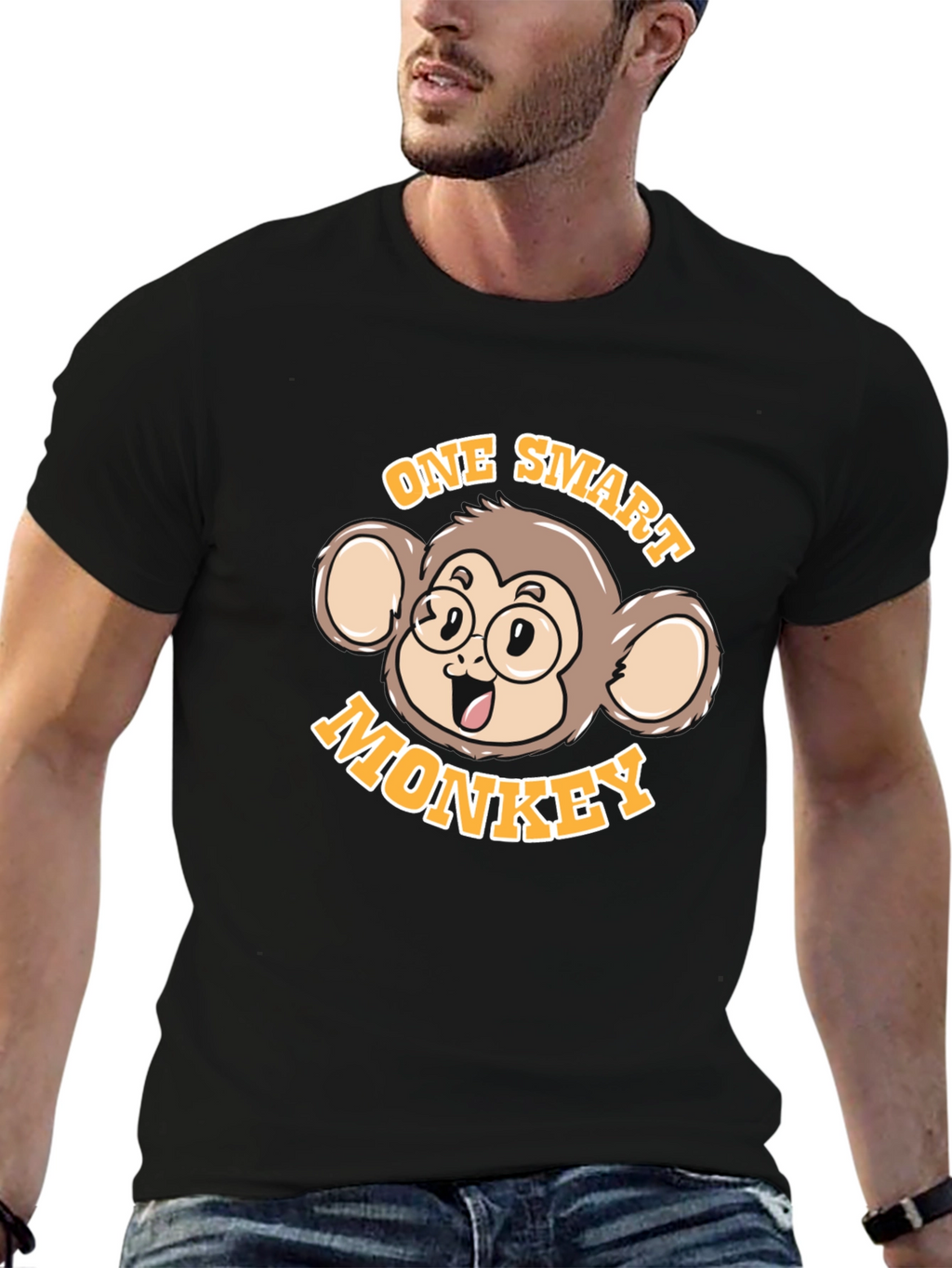 One Smart Monkey Graphic Tee - Unisex Black T-Shirt