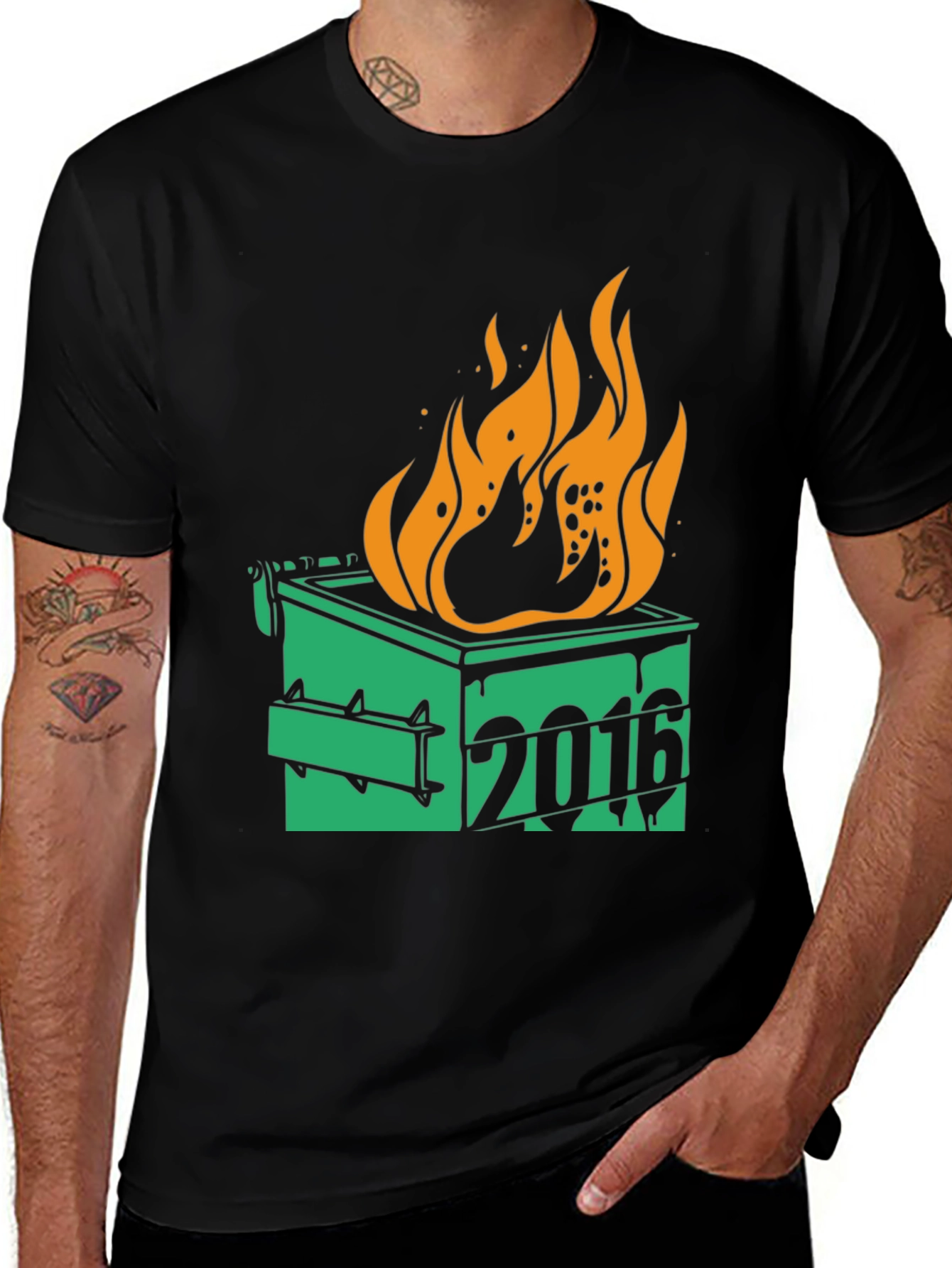 2016 Dumpster Fire Graphic Tee - Black