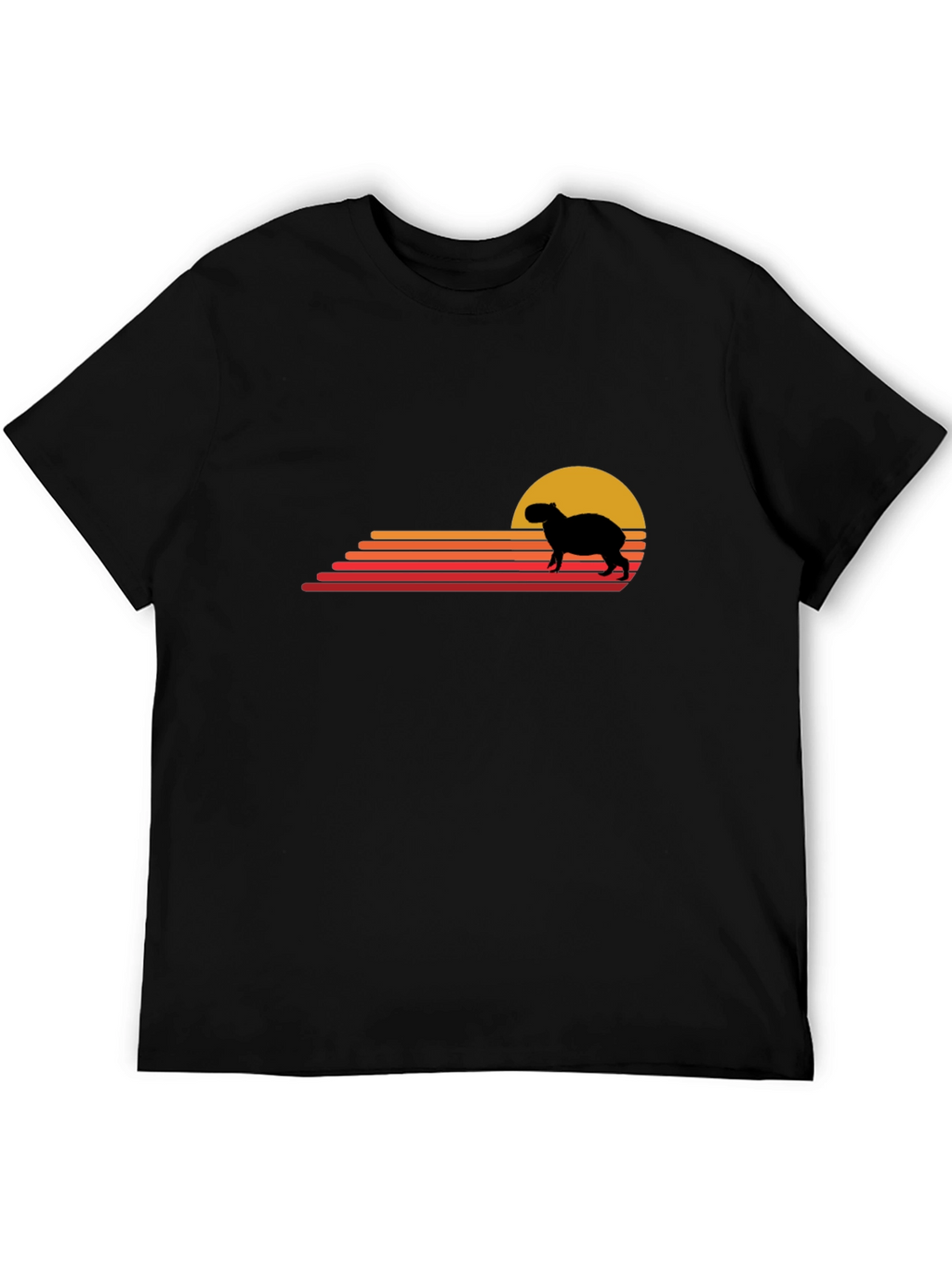 Capybara Sunset Graphic Tee - Retro Style