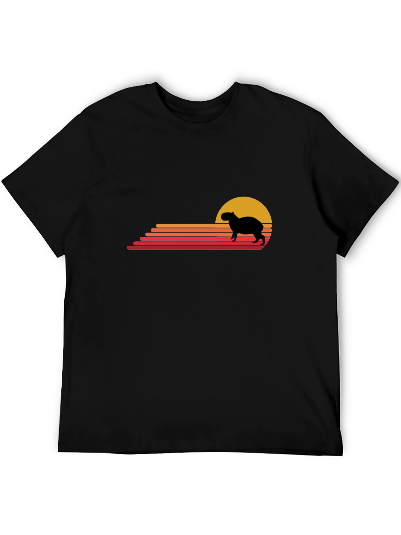 Capybara Sunset Graphic Tee - Retro Style