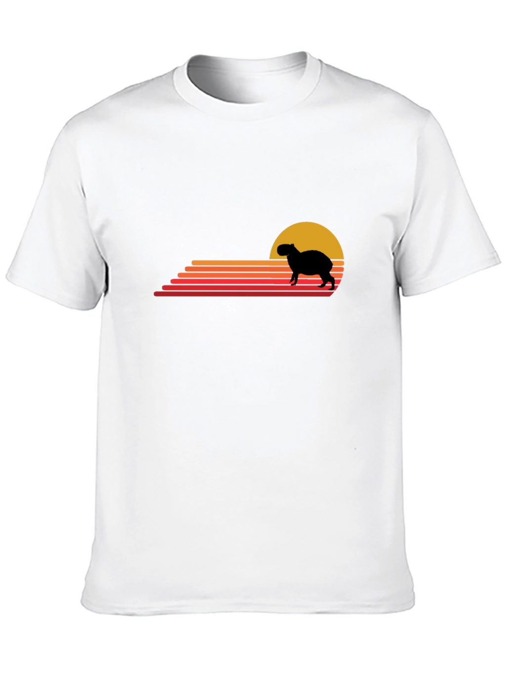 Capybara Sunset Graphic Tee - Retro Style