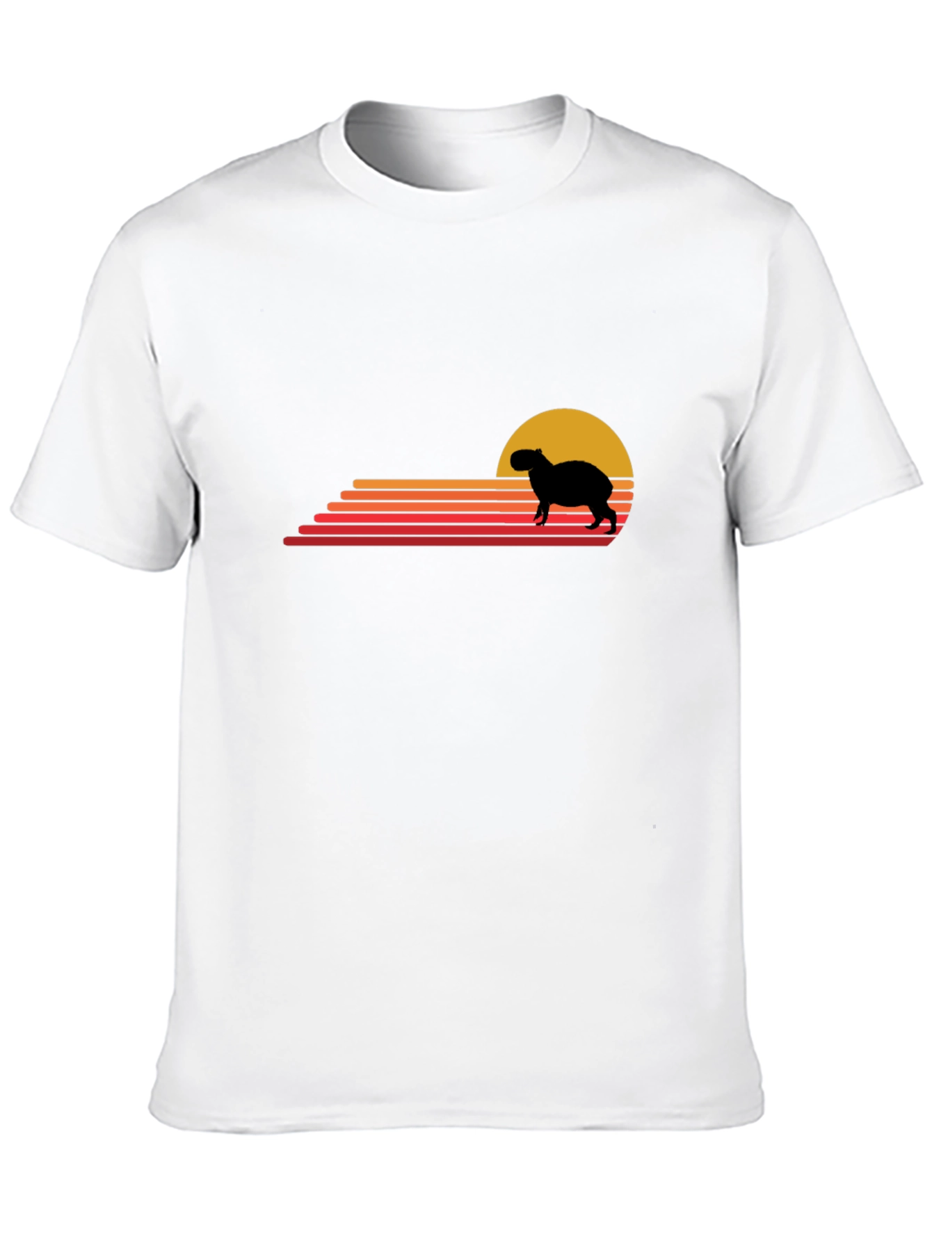 Capybara Sunset Graphic Tee - Retro Style