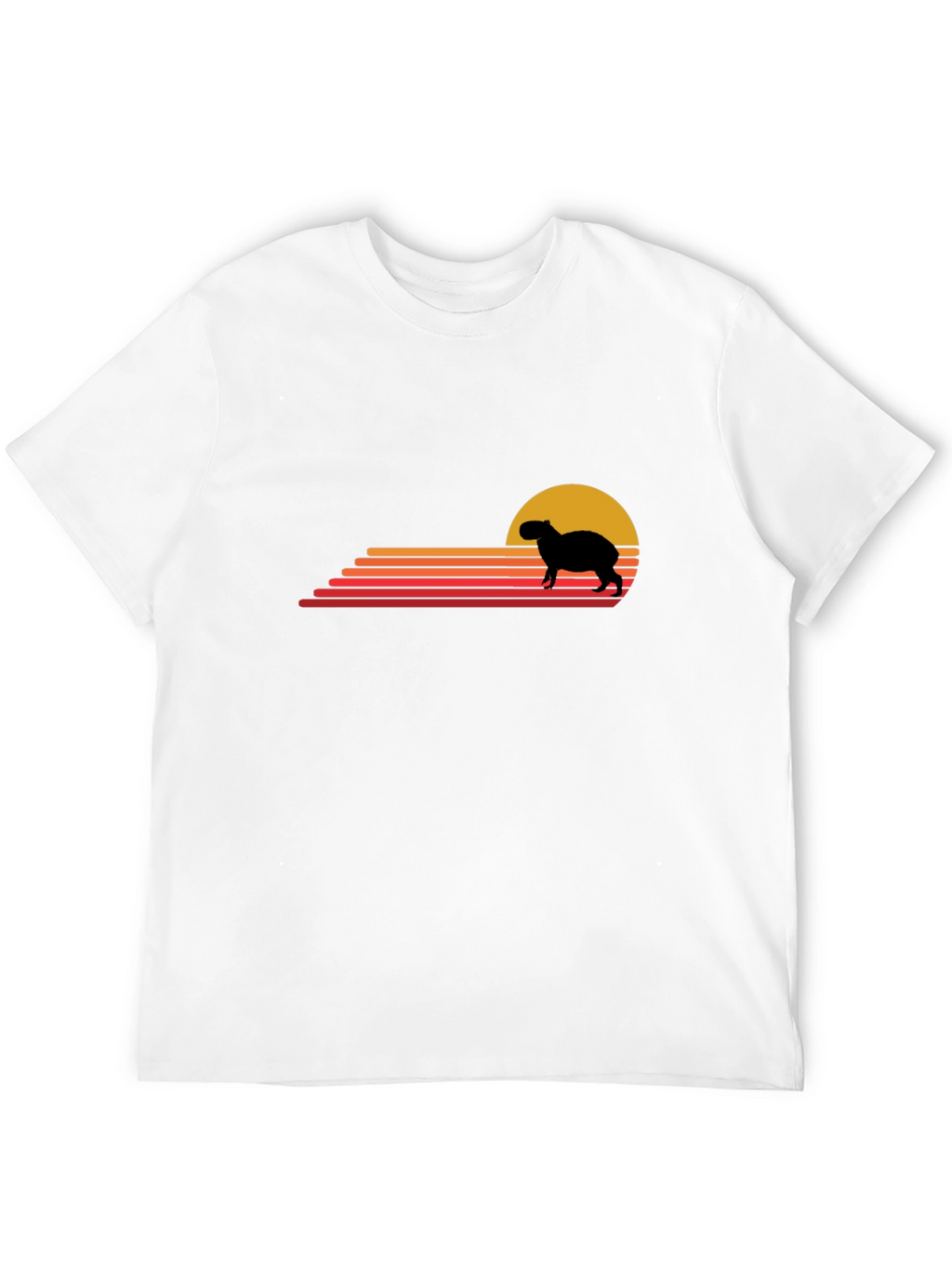 Capybara Sunset Graphic Tee - Retro Style
