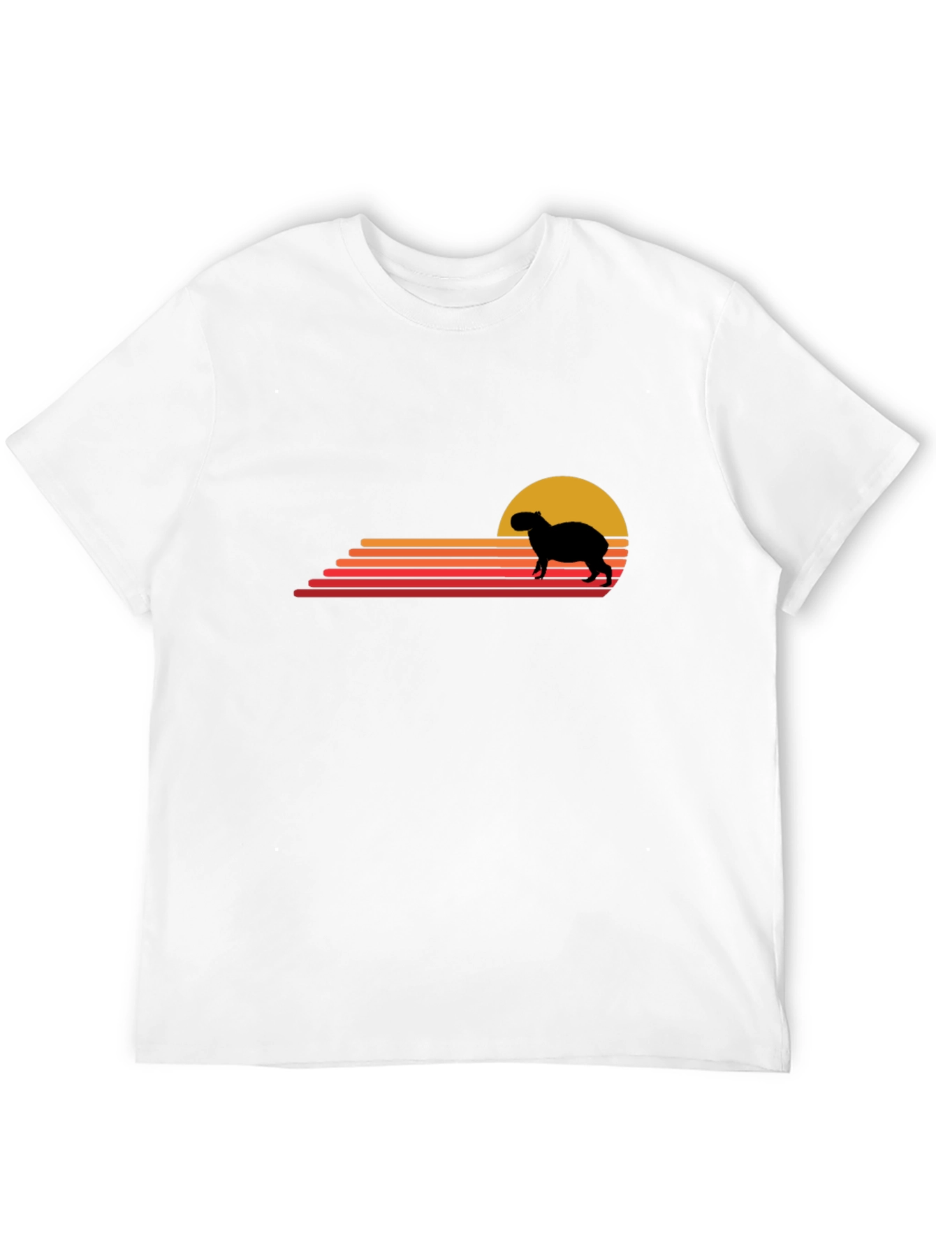 Capybara Sunset Graphic Tee - Retro Style