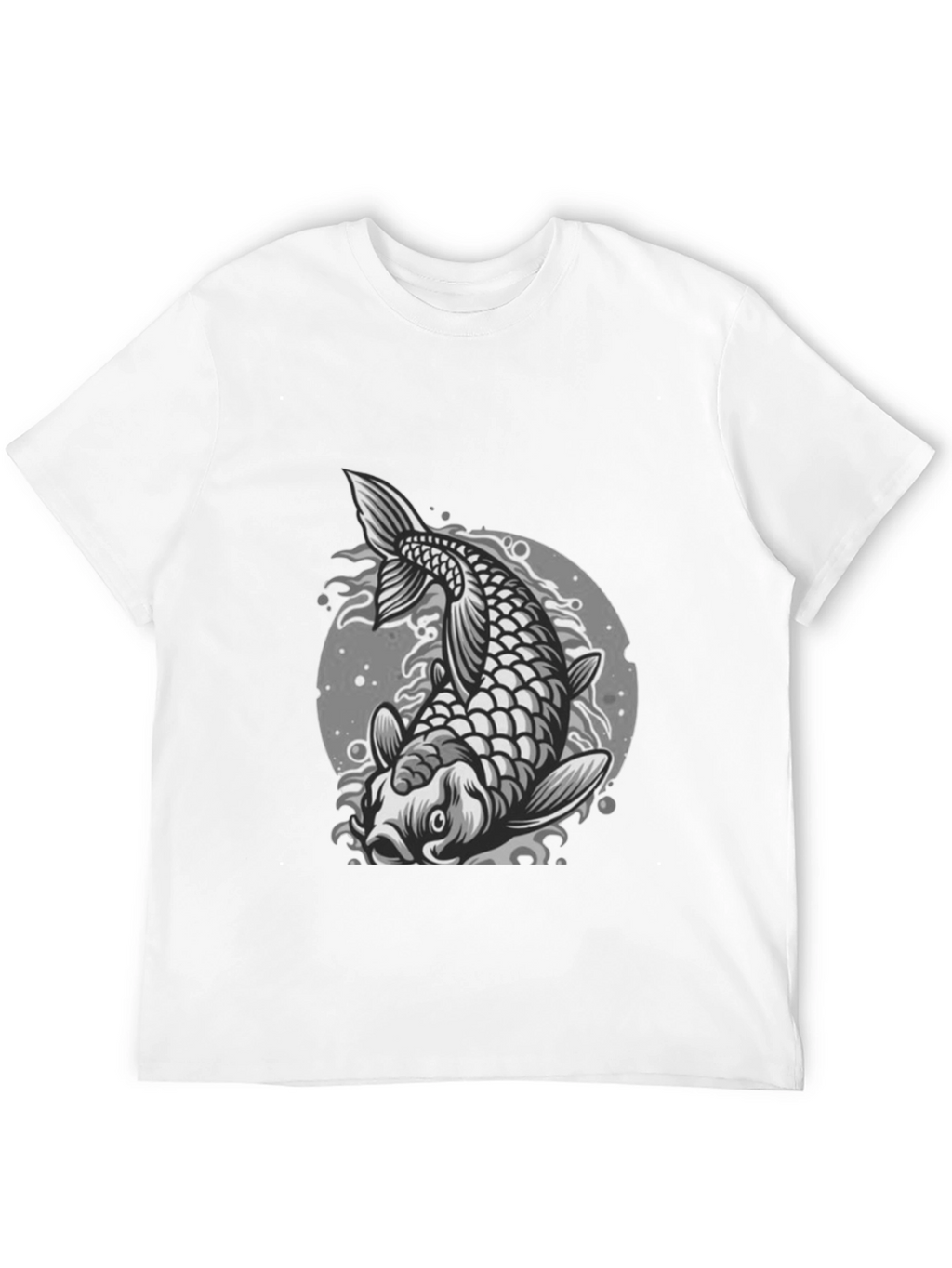 Koi Fish Graphic Tee - Black Crew Neck T-Shirt