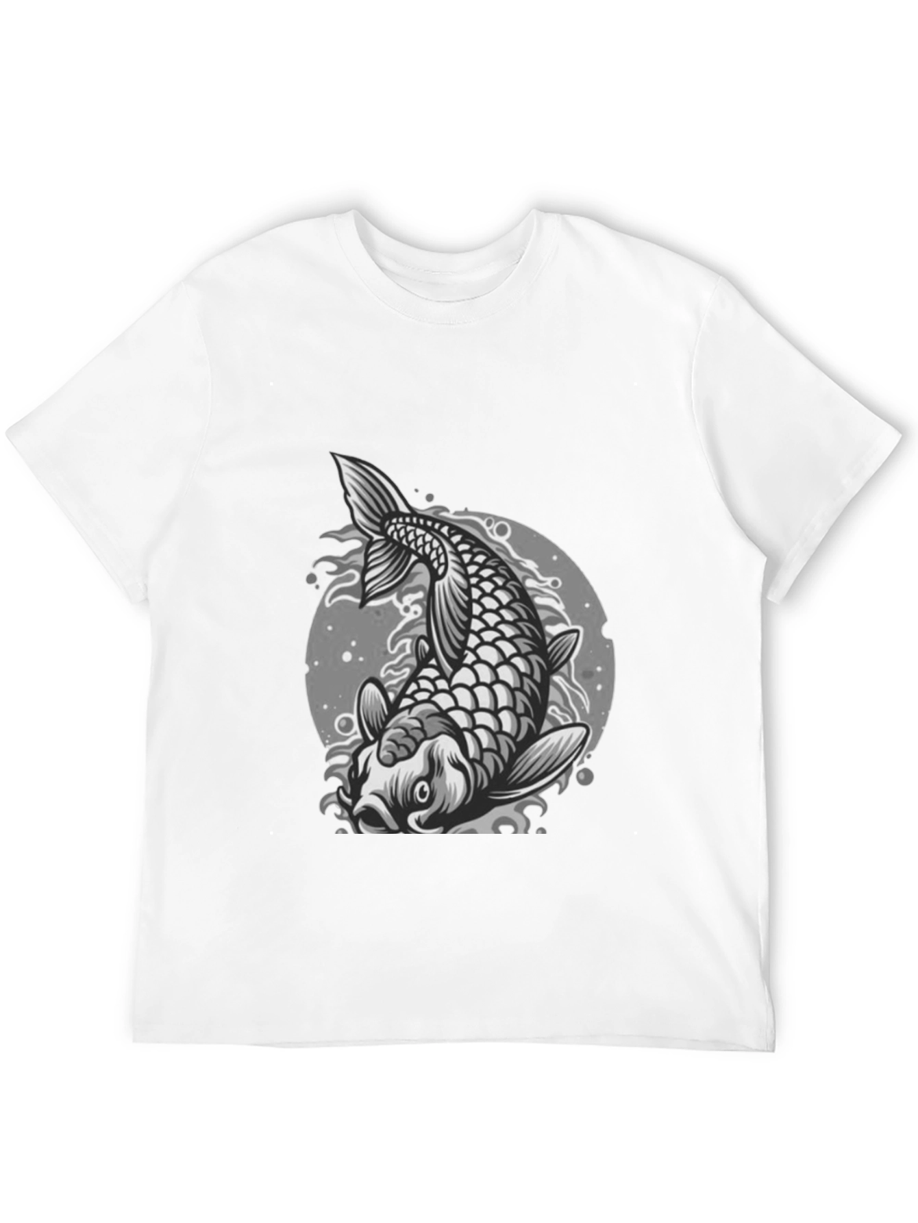 Koi Fish Graphic Tee - Black Crew Neck T-Shirt