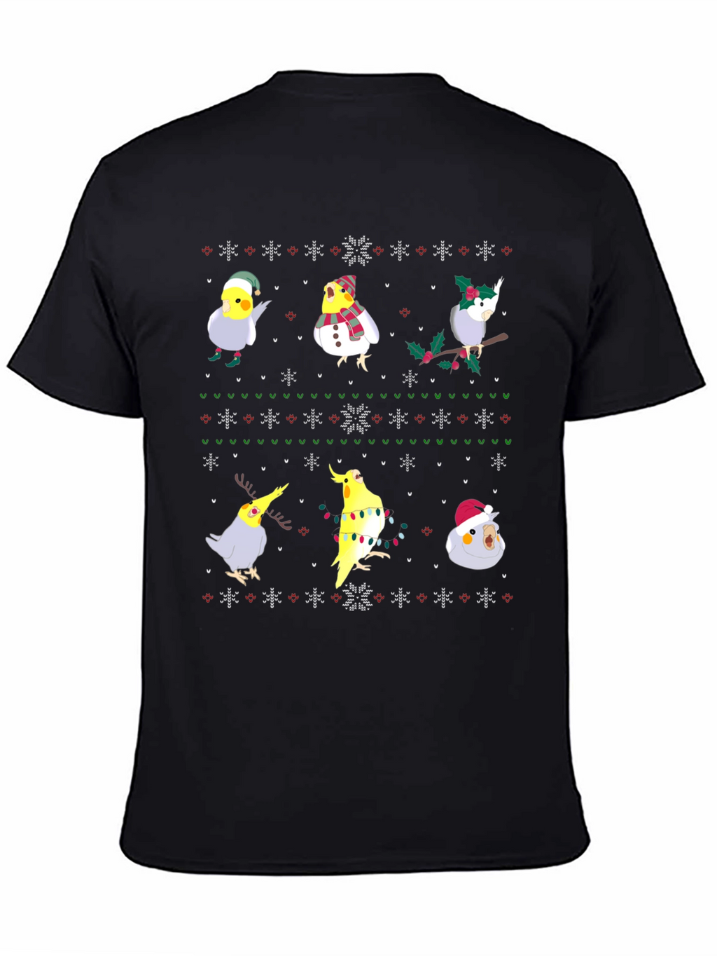 Festive Cockatiel Ugly Christmas Sweater Tee