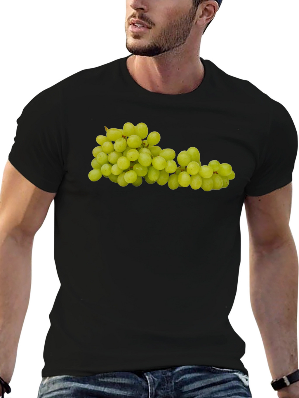 Green Grapes Graphic Tee - Fruit Design Shirt