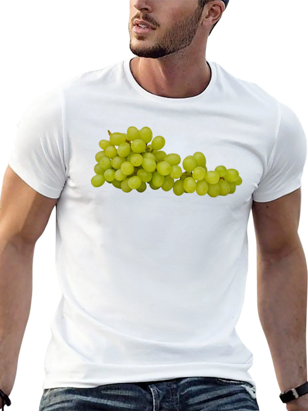 Green Grapes Graphic Tee - Fruit Design Shirt
