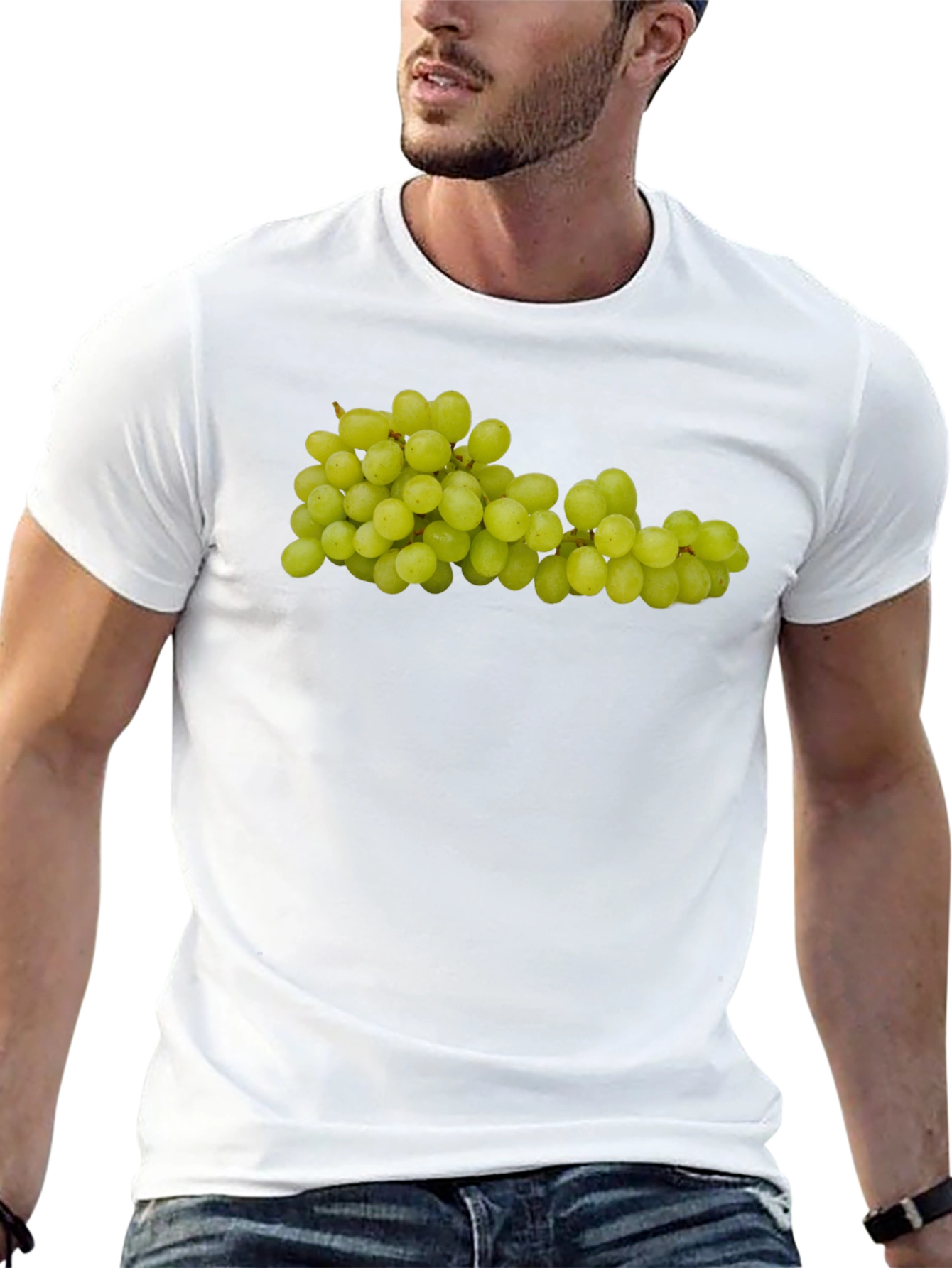 Green Grapes Graphic Tee - Fruit Design Shirt