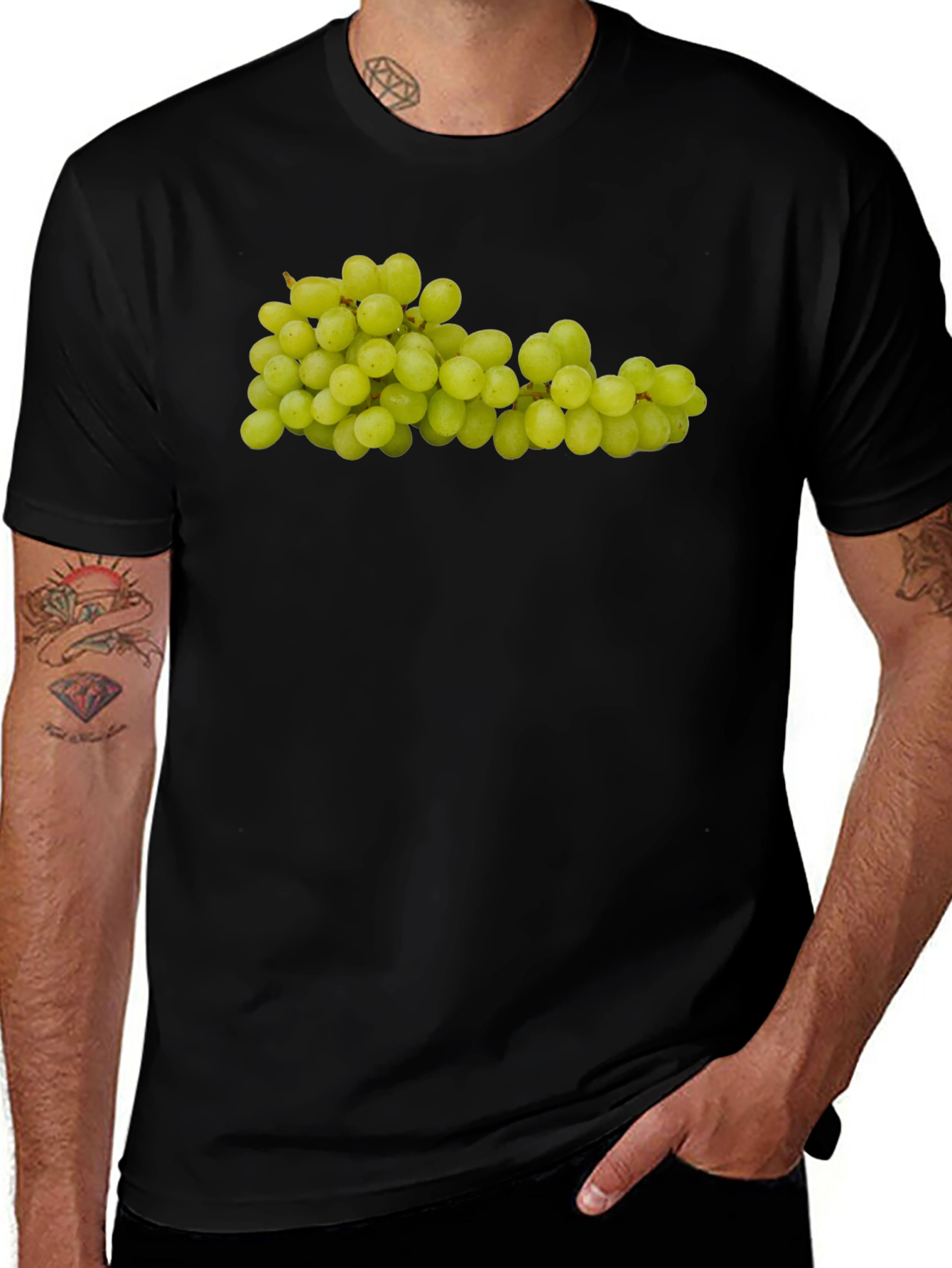 Green Grapes Graphic Tee - Fruit Design Shirt