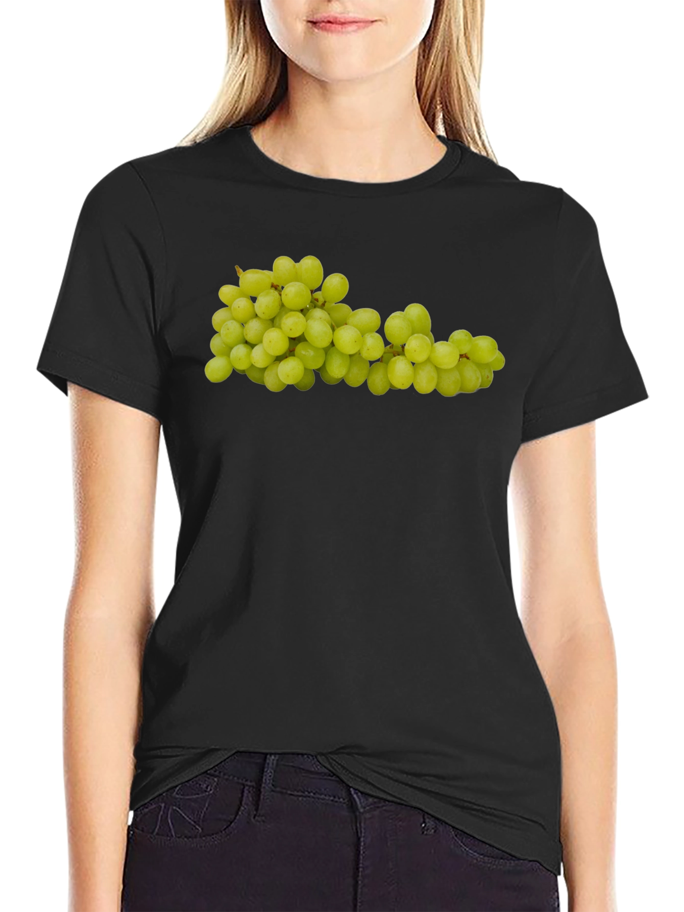 Green Grapes Graphic Tee - Fruit Design Shirt