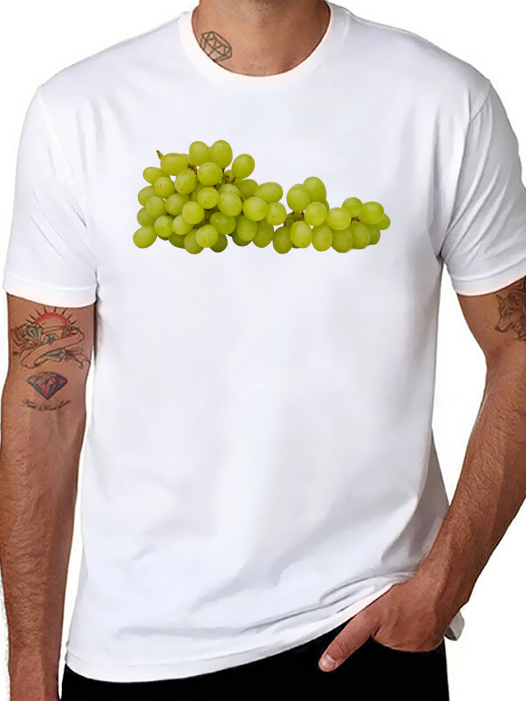 Green Grapes Graphic Tee - Fruit Design Shirt