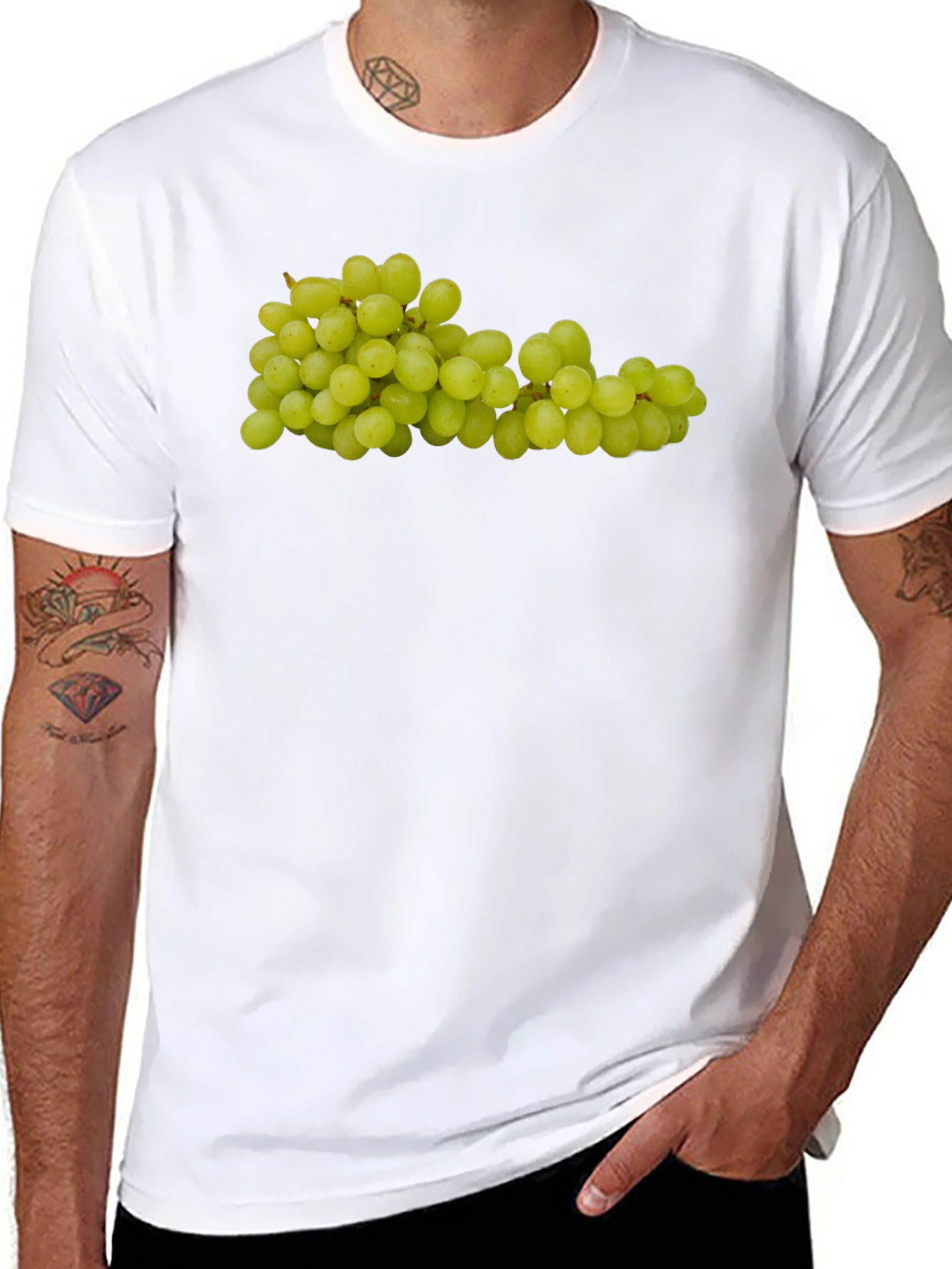 Green Grapes Graphic Tee - Fruit Design Shirt