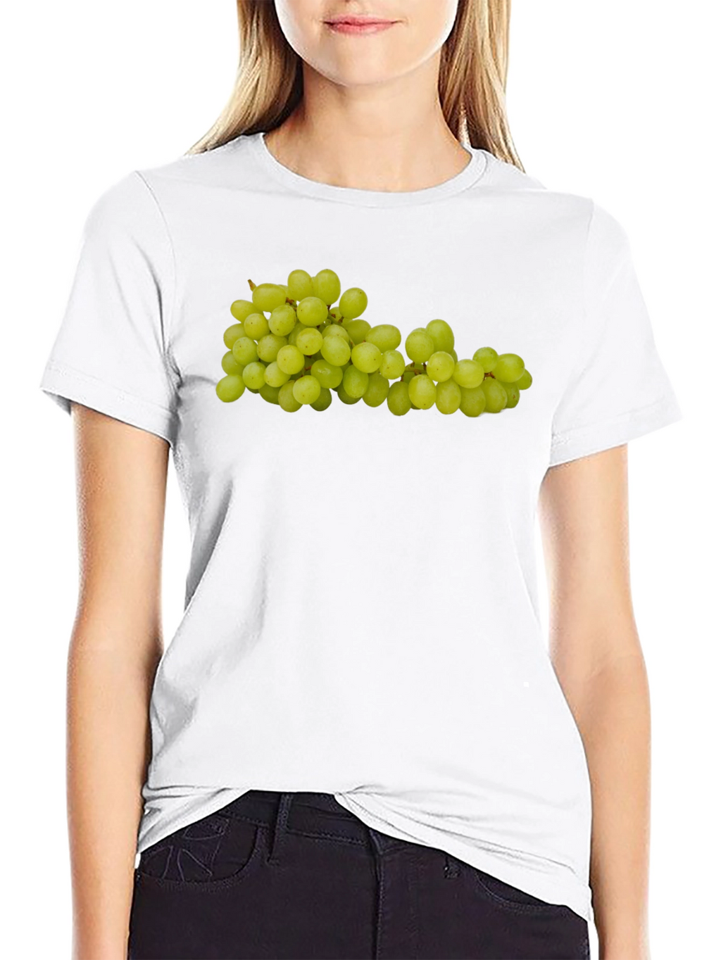 Green Grapes Graphic Tee - Fruit Design Shirt