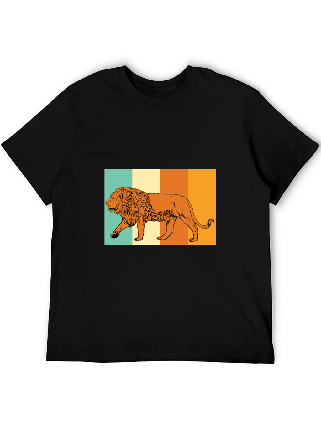 Retro Lion Graphic Tee - Black Unisex T-Shirt