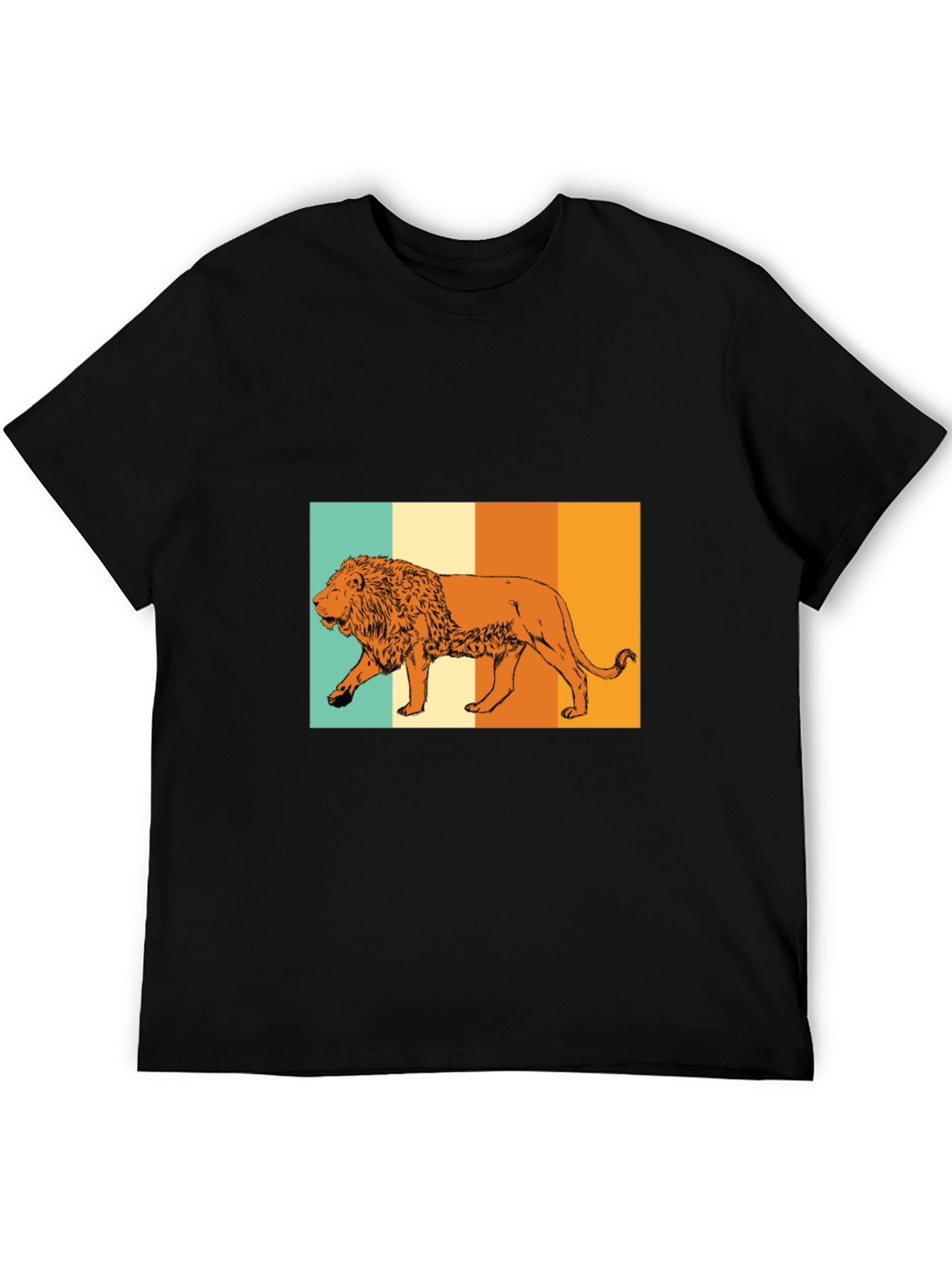 Retro Lion Graphic Tee - Black Unisex T-Shirt