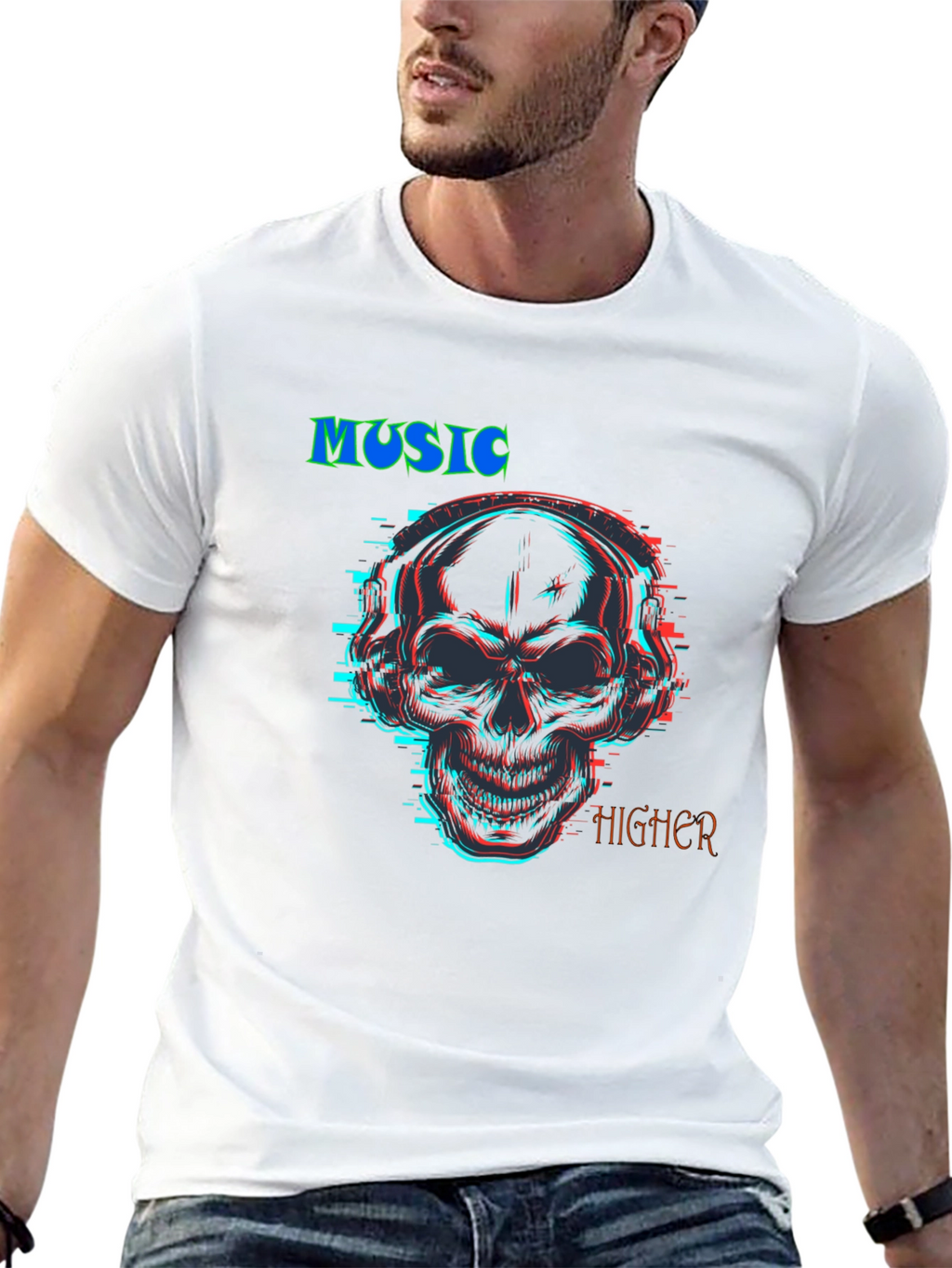 Music Higher Skull Graphic T-Shirt