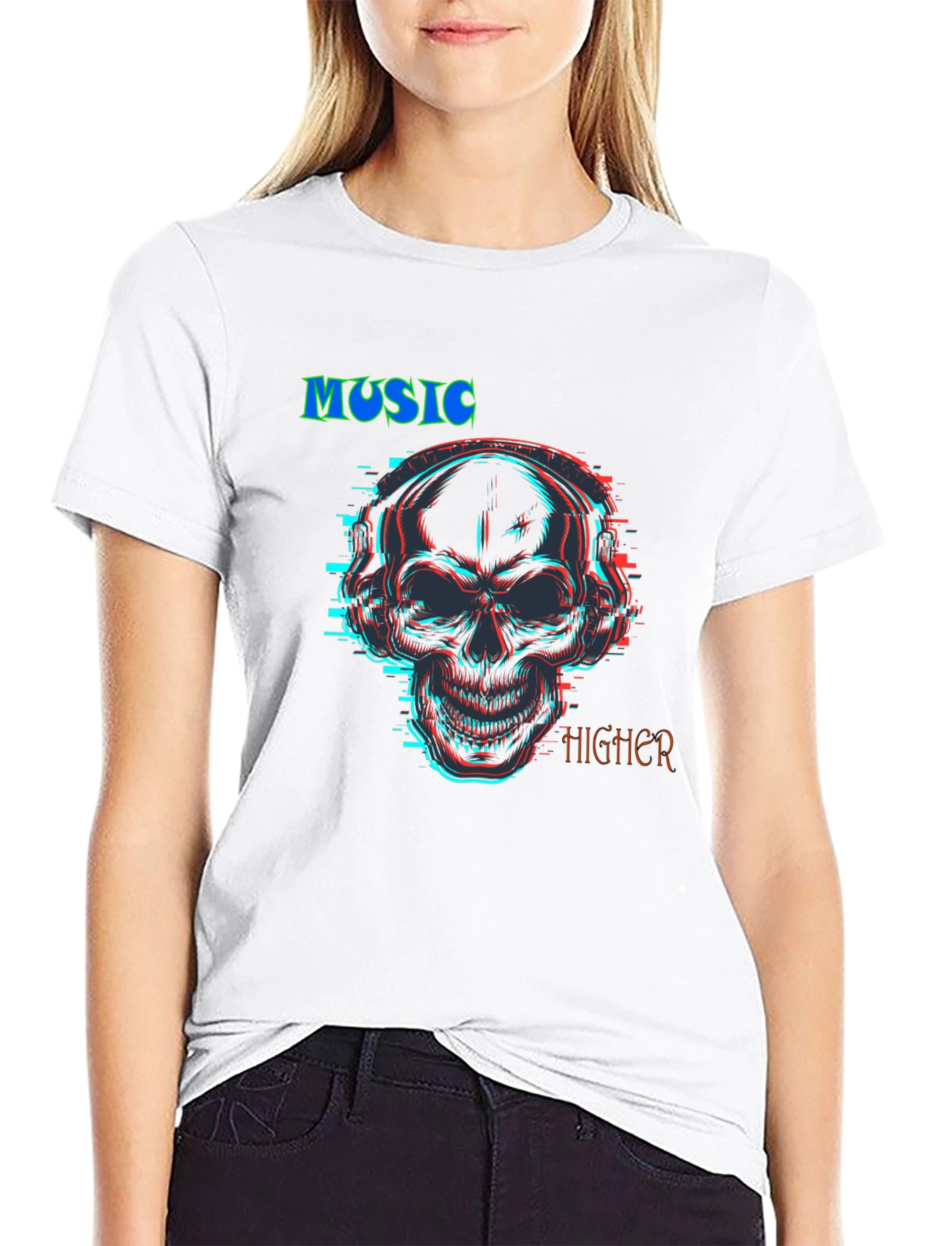 Music Higher Skull Graphic T-Shirt