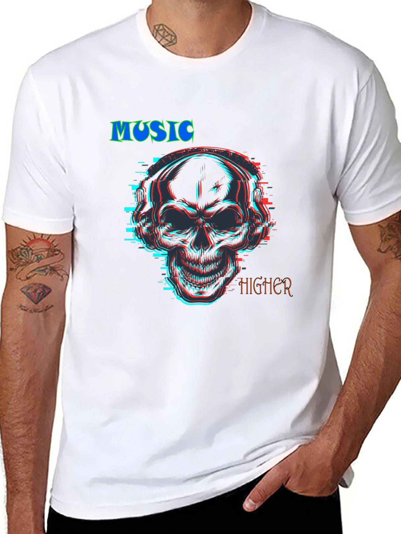 Music Higher Skull Graphic T-Shirt