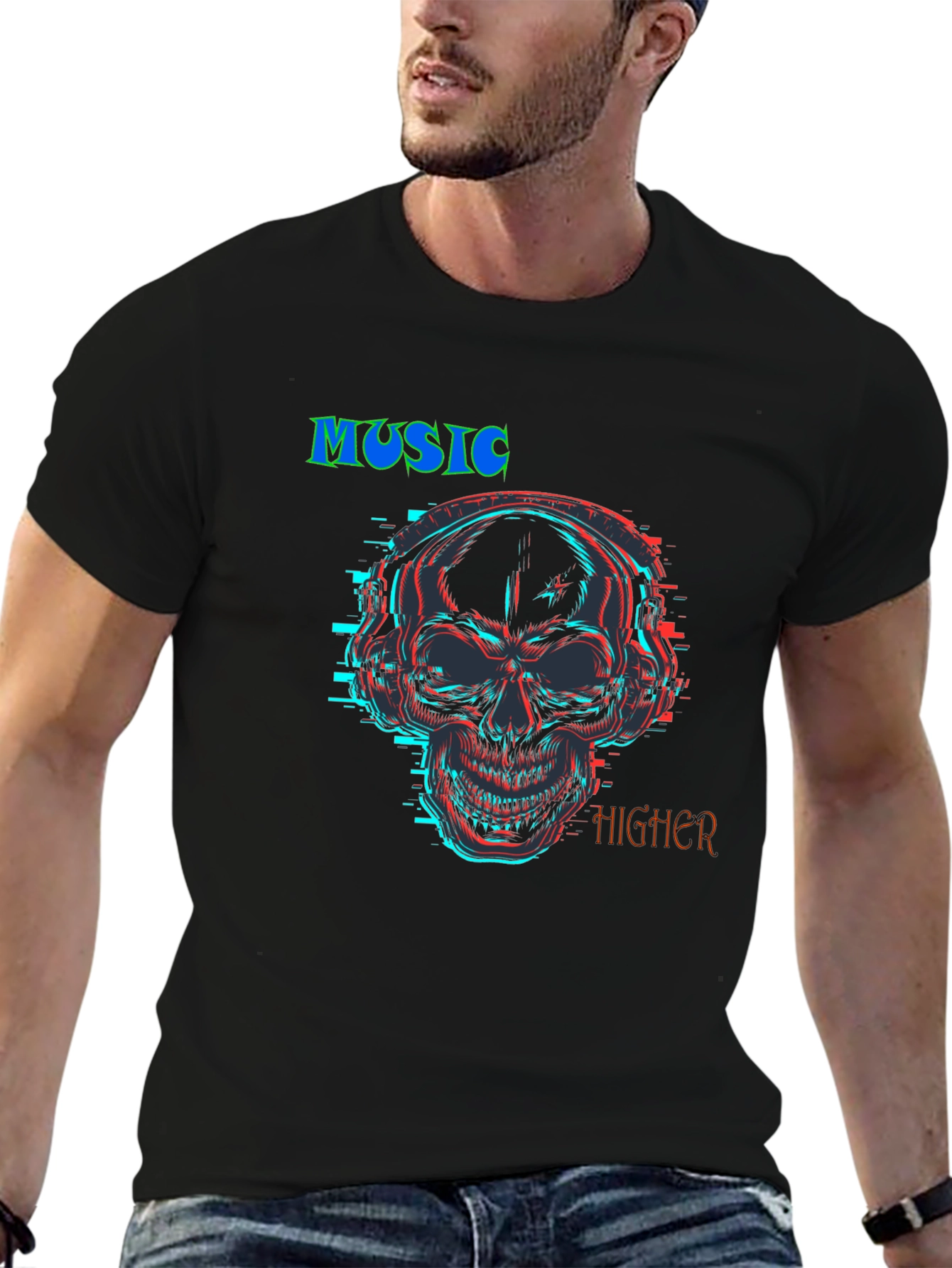 Music Higher Skull Graphic T-Shirt