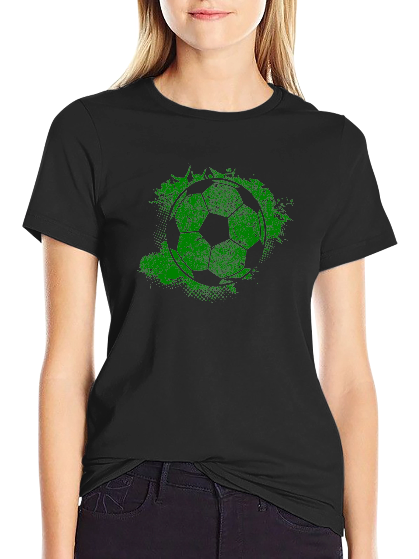 Green Grunge Soccer Ball T-Shirt