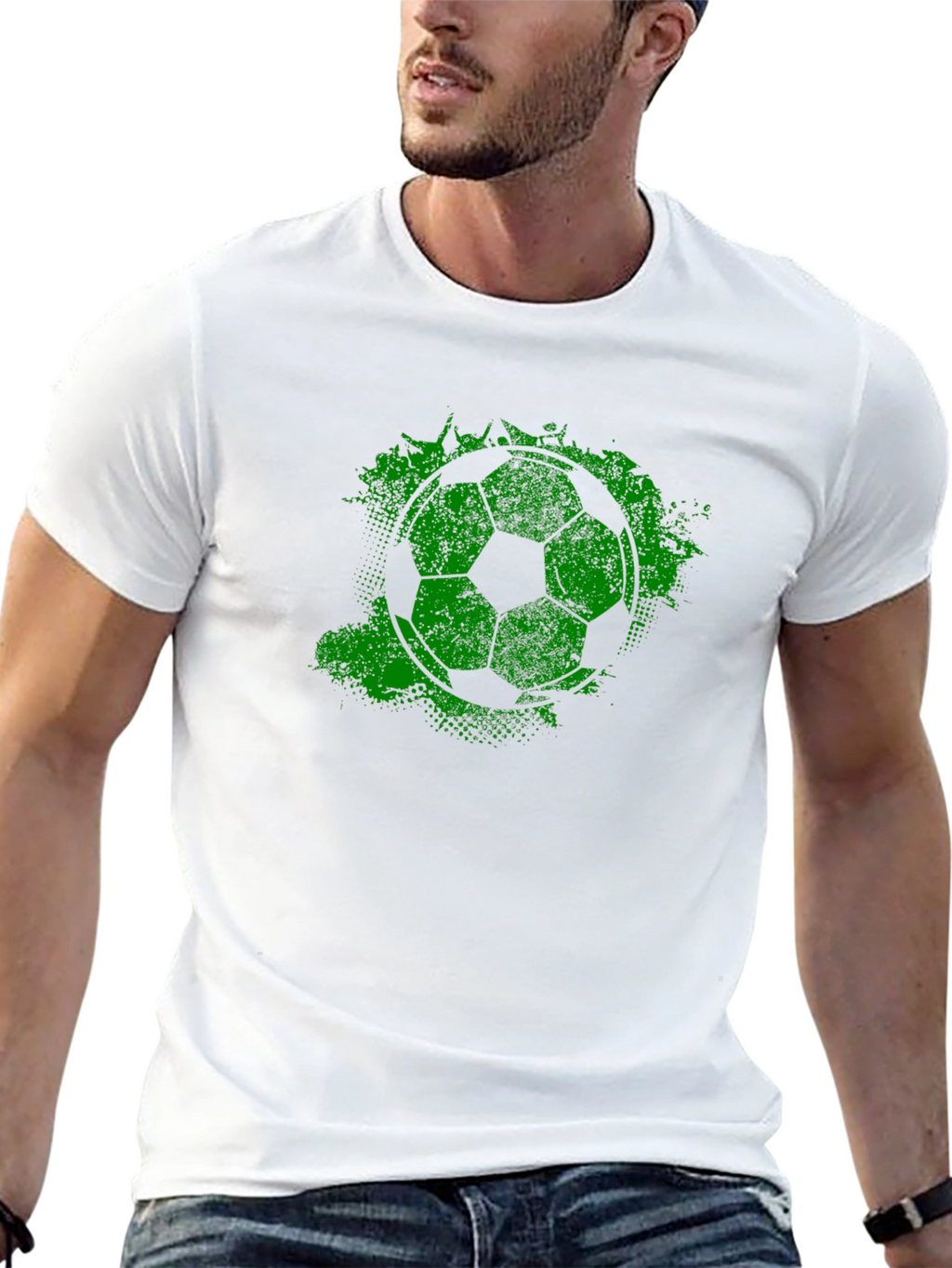 Green Grunge Soccer Ball T-Shirt