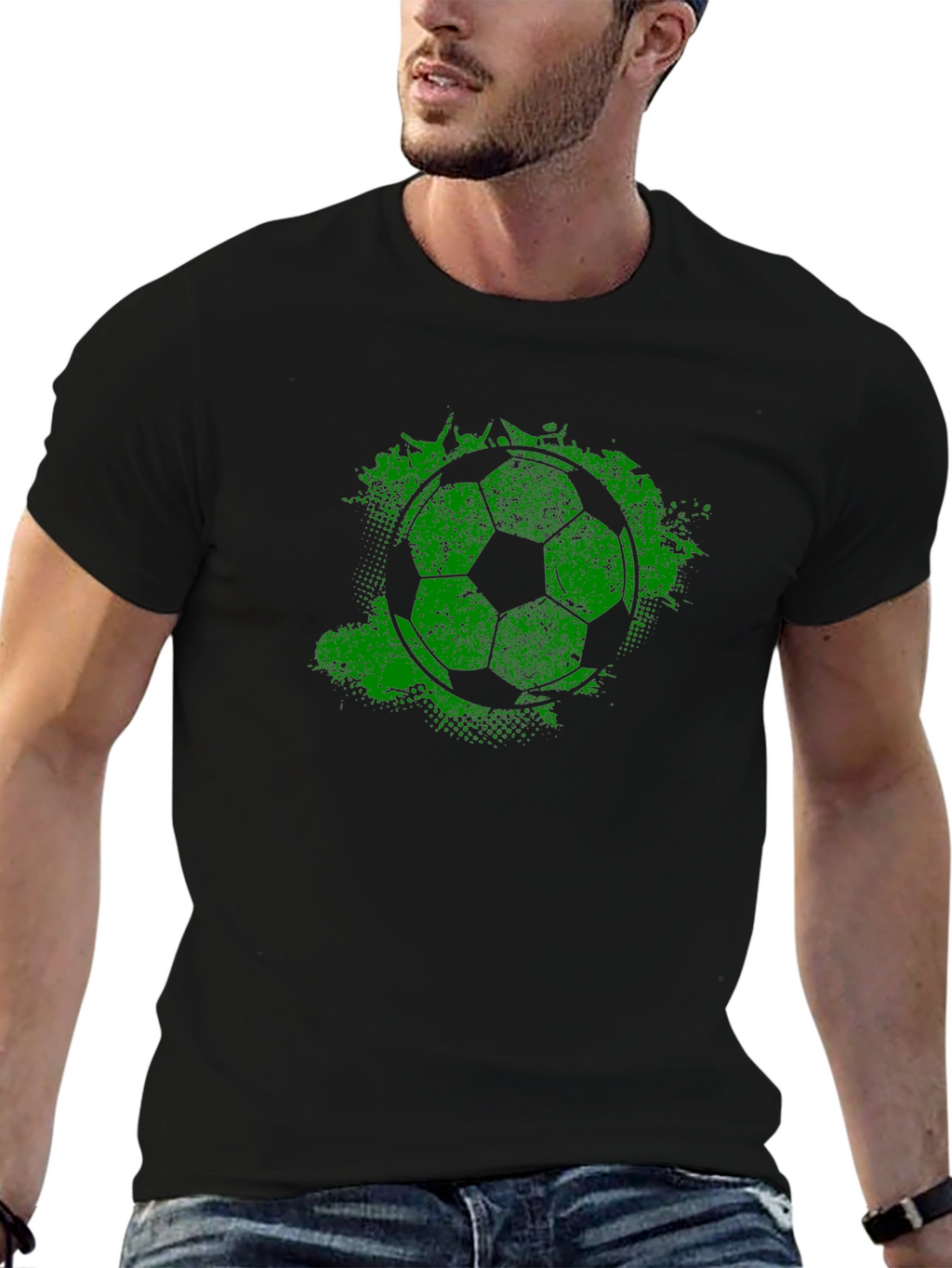 Green Grunge Soccer Ball T-Shirt