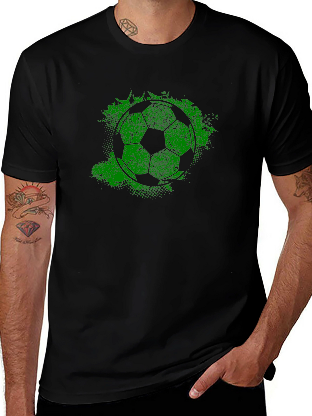 Green Grunge Soccer Ball T-Shirt