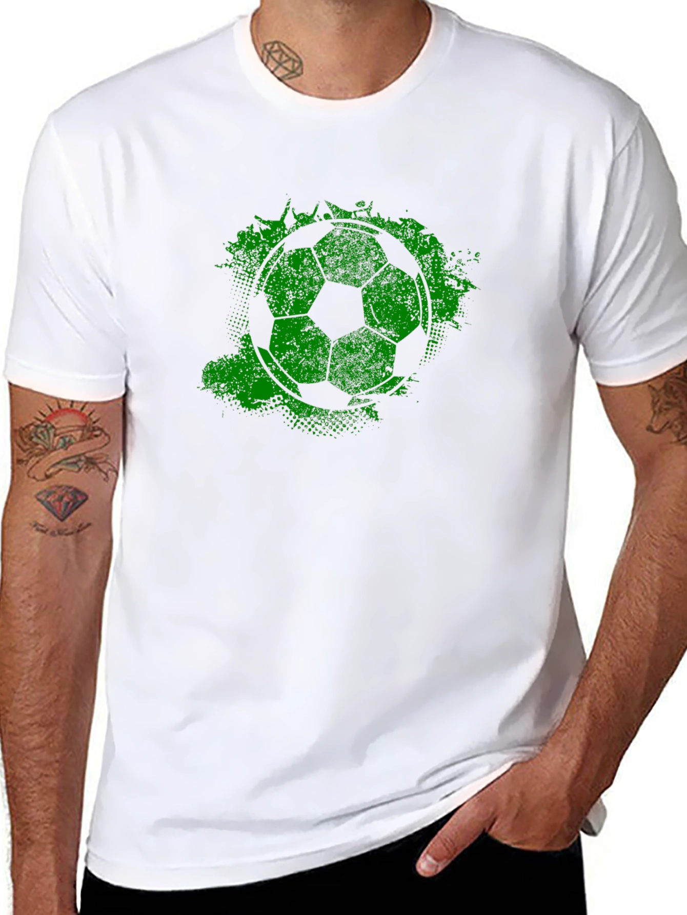 Green Grunge Soccer Ball T-Shirt