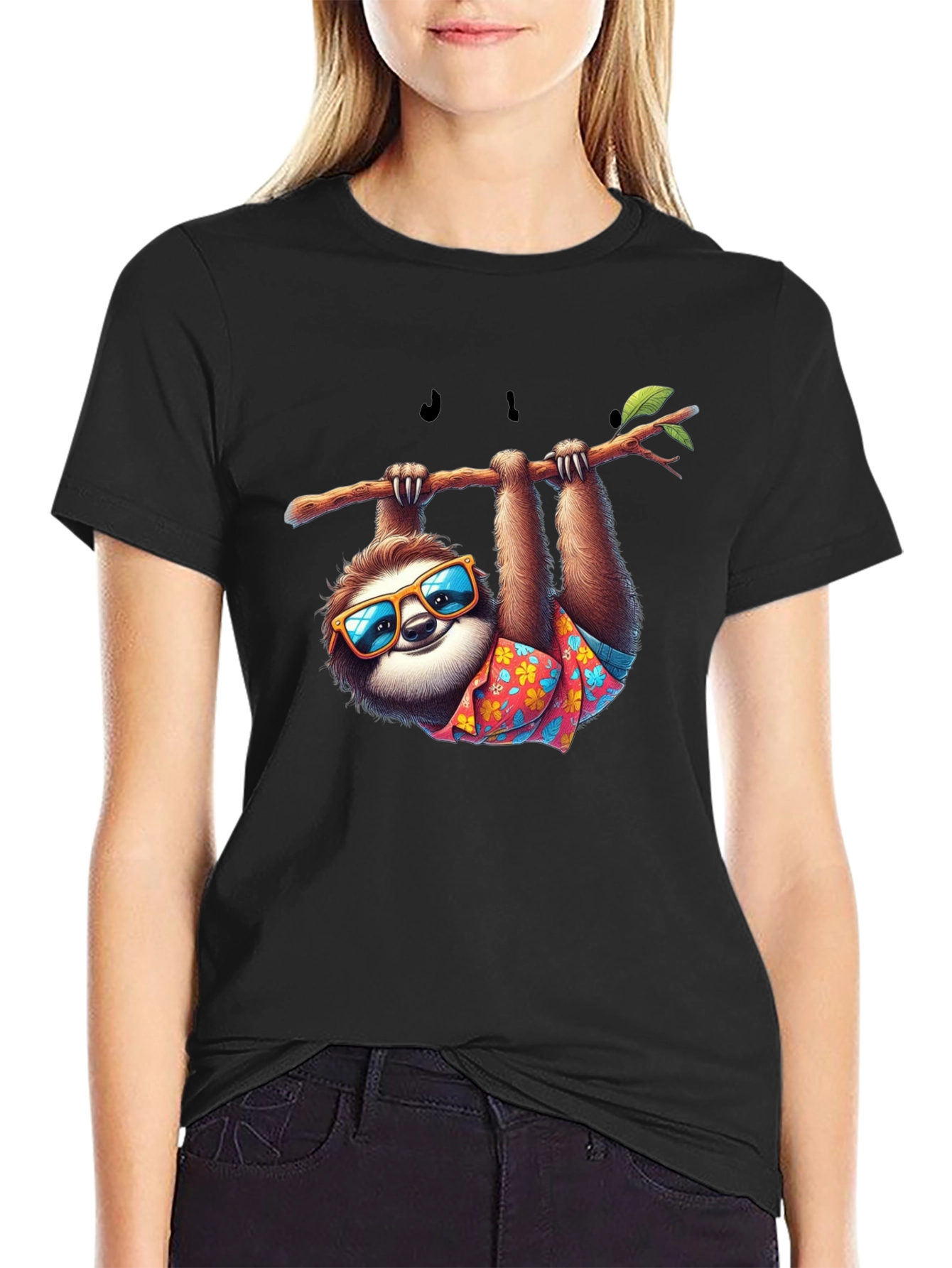 Cool Sloth Graphic T-Shirt - Casual Black Tee