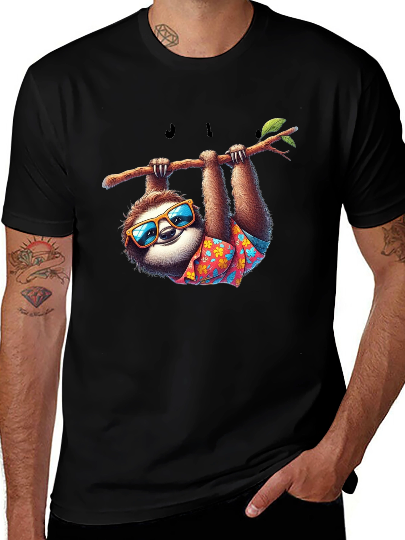 Cool Sloth Graphic T-Shirt - Casual Black Tee