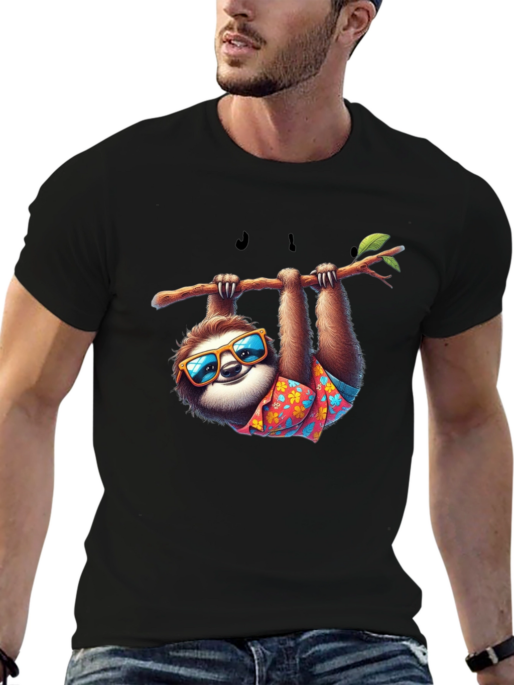 Cool Sloth Graphic T-Shirt - Casual Black Tee