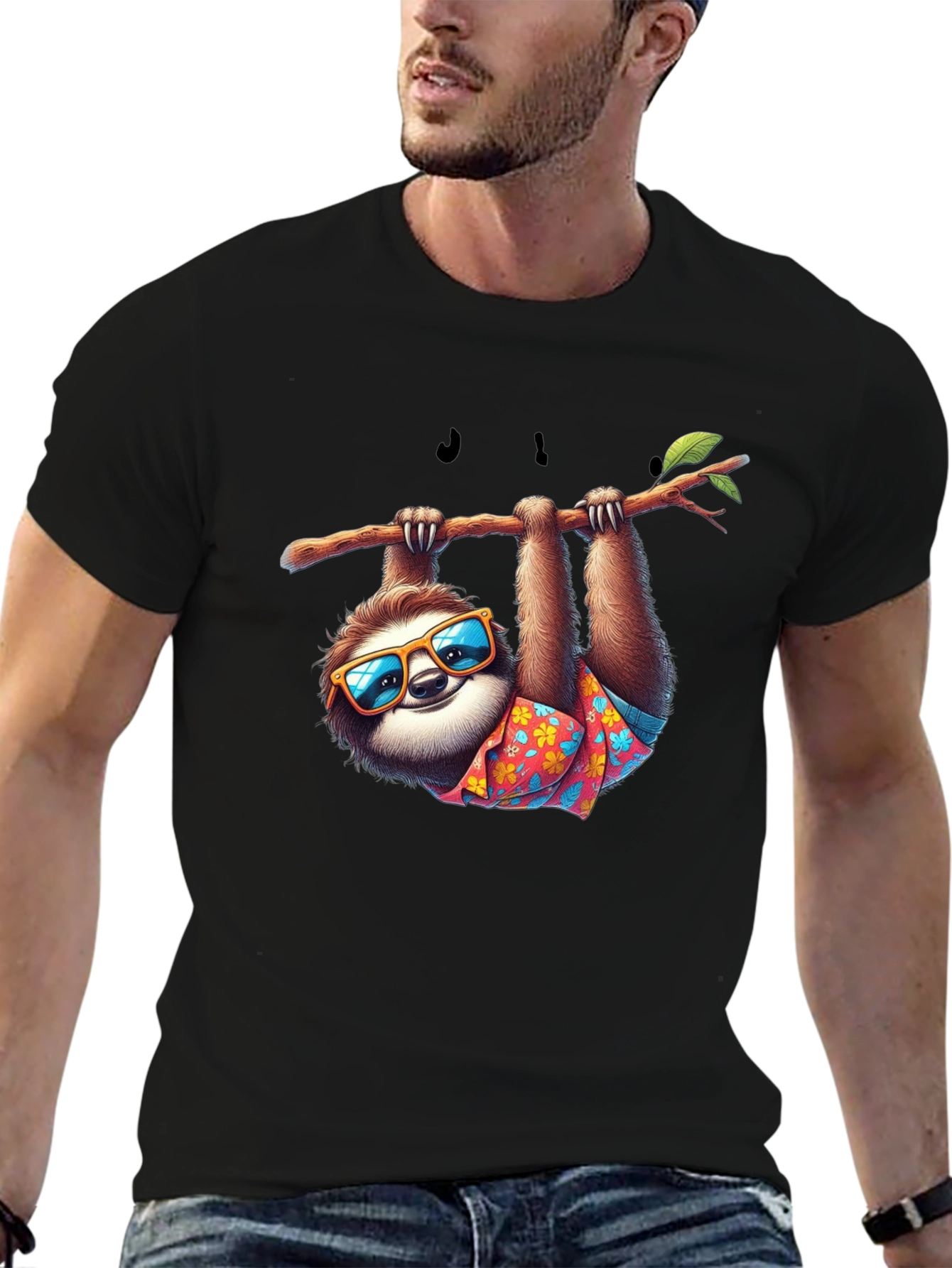 Cool Sloth Graphic T-Shirt - Casual Black Tee