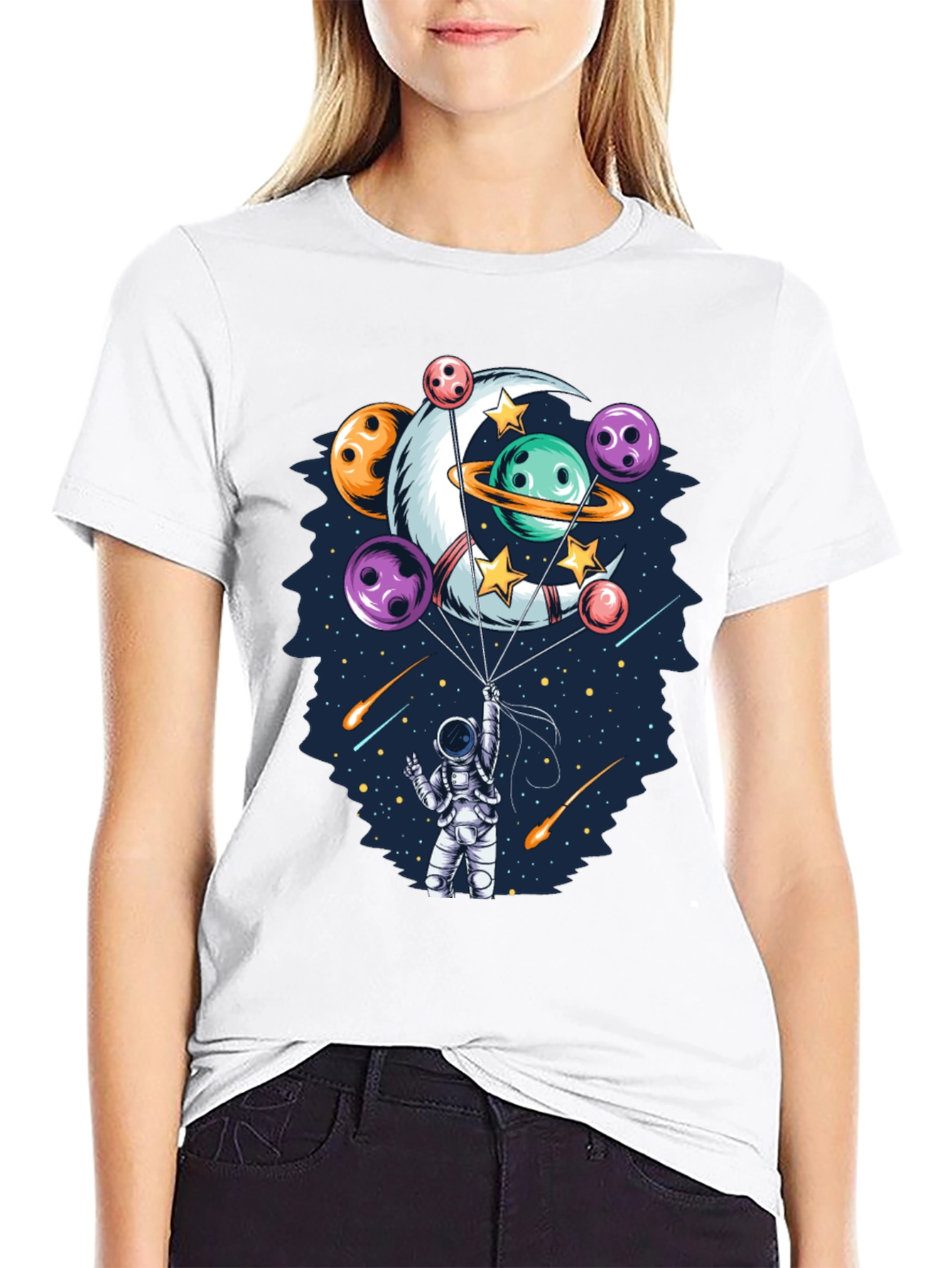 Astronaut Bowling Planet T-Shirt