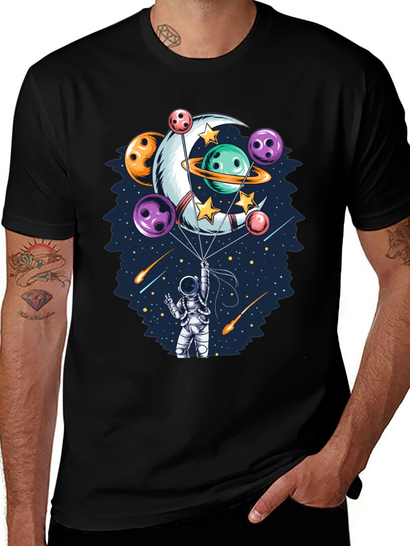 Astronaut Bowling Planet T-Shirt